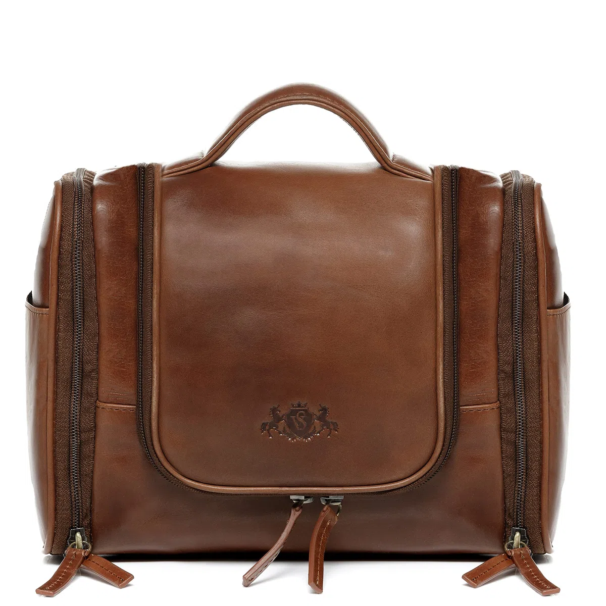 SID & VAIN Neceser Hombre Grande Cuero I Neceseres de Viaje I Bolsa de Aseo Dexter marrón Hecho a Mano