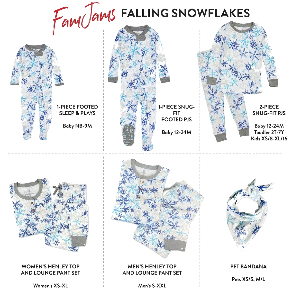 HonestBaby Organic Cotton Holiday Family Jammies Pajamas Juego de Pijama Unisex bebé