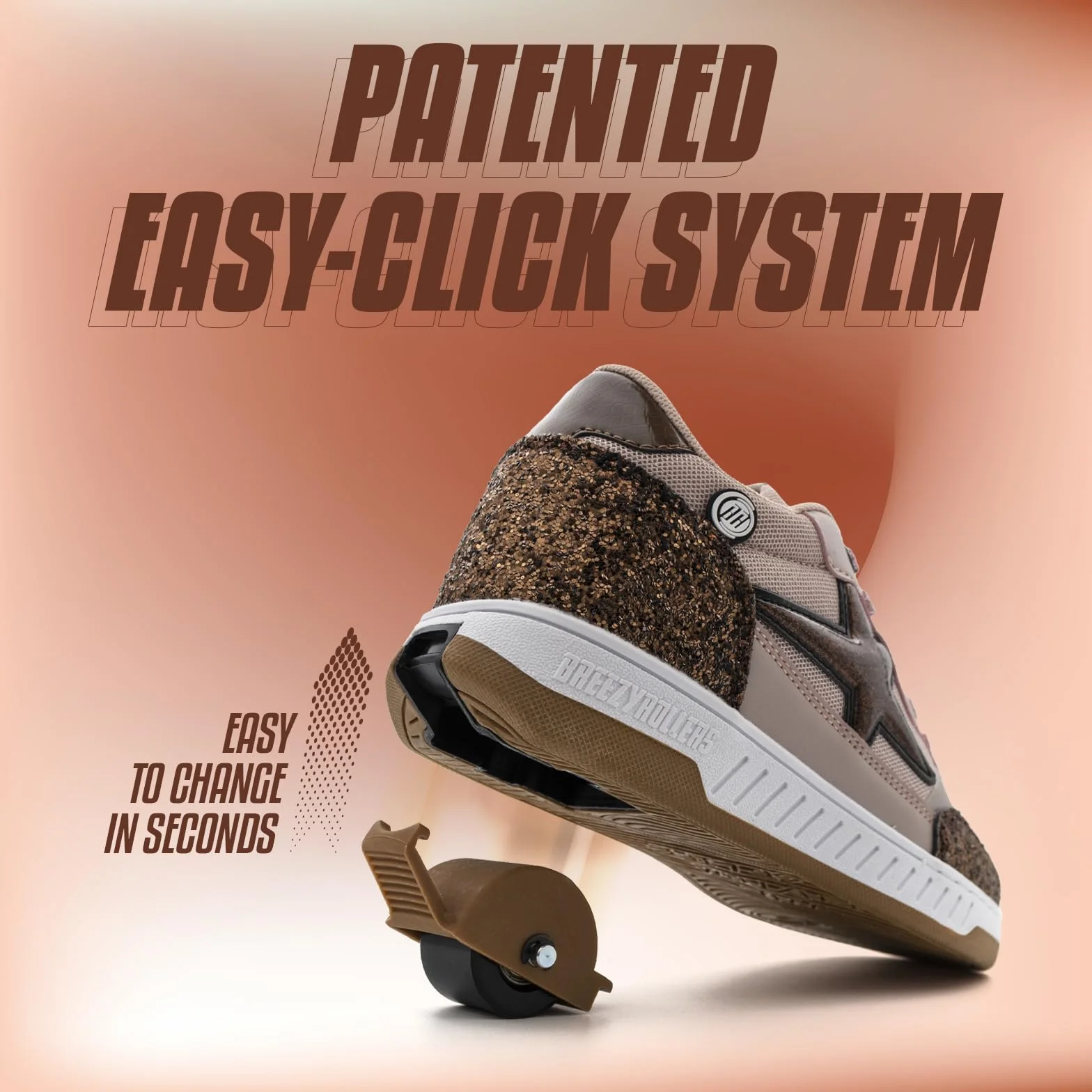 Breezy Rollers Zapatos con Ruedas para Niños | Zapatillas-Patines Infantiles | De Zapatos Callejeros a Patines en Segundos | Sistema de Clic Patentado | Zapatillas con Ruedas para Niñas y Niños
