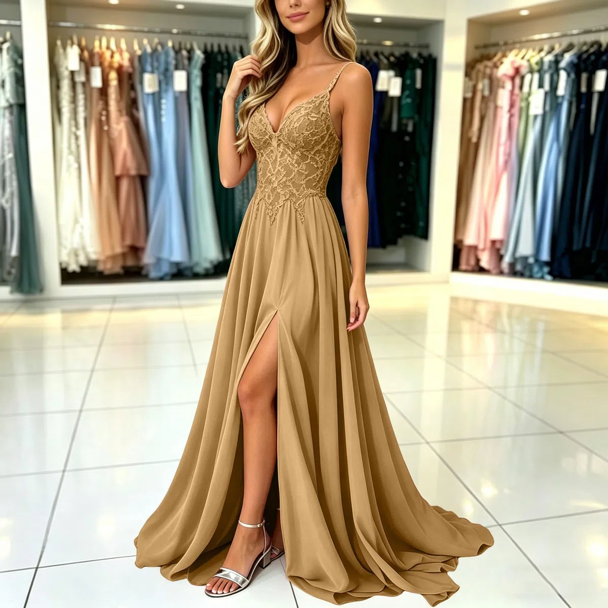 Vestido de Fiesta para Mujer Sexy Abertura Alta Sin Mangas Vestido Elegante Ajustado Cuello Cuadrado Formal Vestidos Largo Bodycon de Noche para Coctel Ceremonia Boda Partido Club