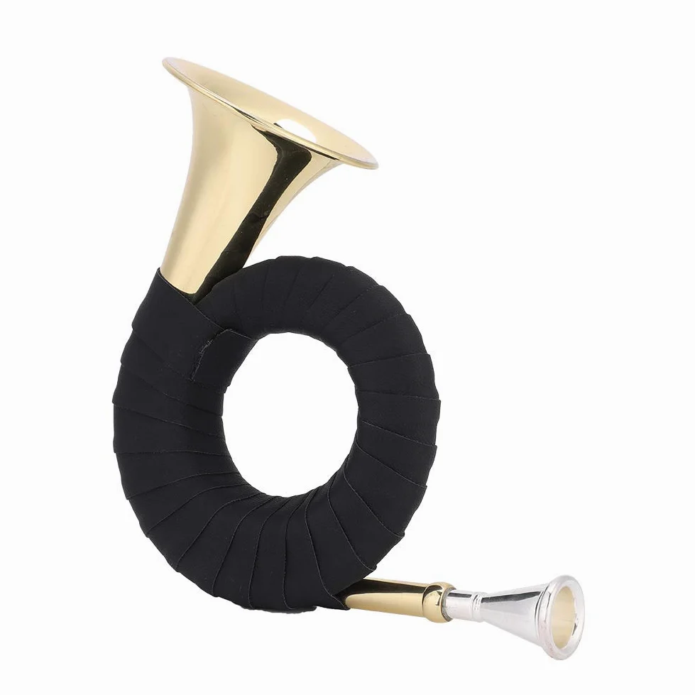 CHICIRIS Mini Cuerno de Caza de Latón, Instrumento Musical Profesional con Agarre de PU de, Hermoso Diseño para Amantes de la Música y Estudiantes
