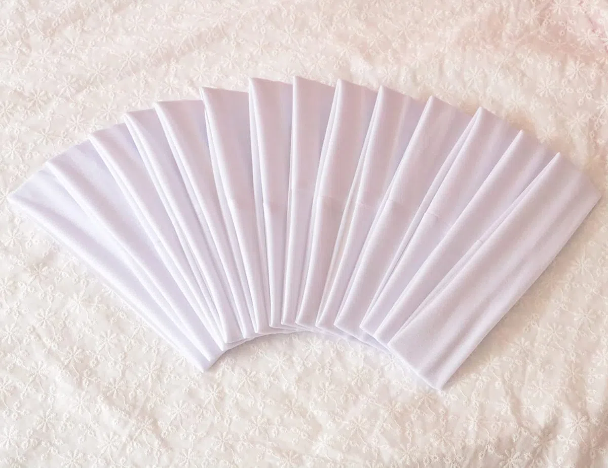 Diadema deportiva de yoga, Banda Cabeza, Paquete de 14, Banda Elástica de Poliéster Suave para Yoga, para Mujeres, Hombre y Niña (Blanco)