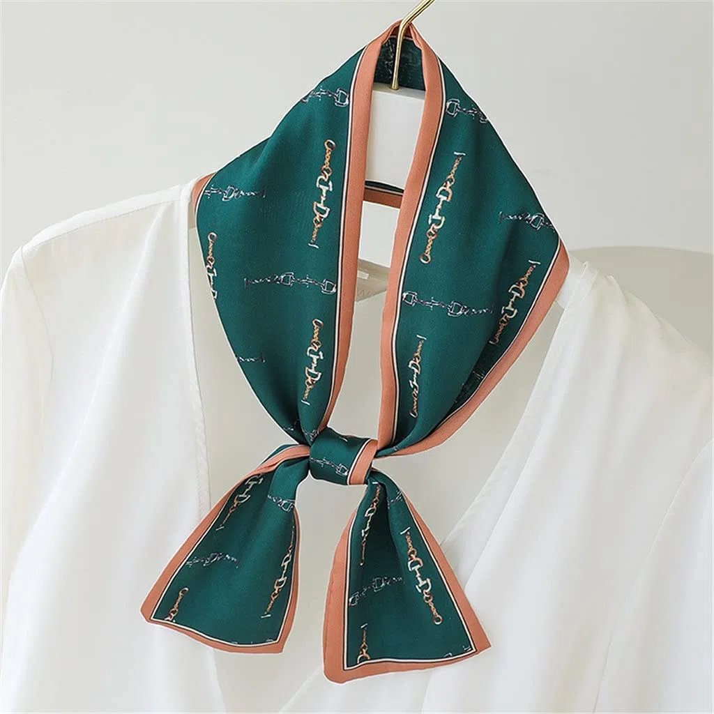Bufanda de Mujer Bufanda Cuadrada Estampado de Corbata de Pelo Pañuelo de Seda Satinada Pañuelo de Cabeza para Mujer Bufanda de Seda de Tira Larga pequeña (E 9 * 100CM)
