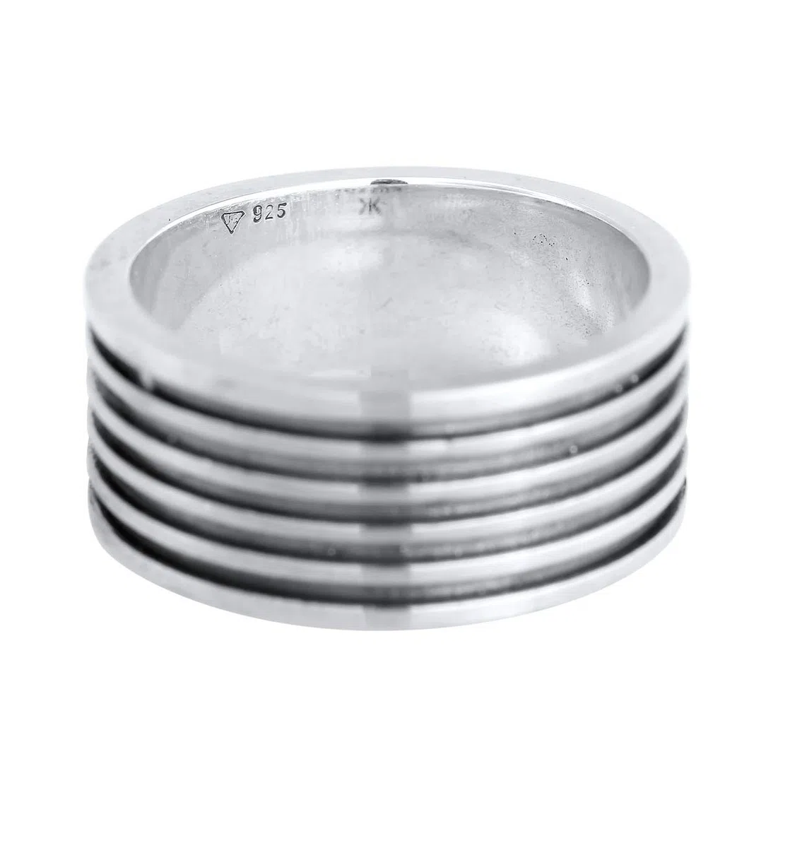 Kuzzoi Anillo para hombre oxidado macizo (10 mm) en plata de ley 925, accesorio de joyería vintage para hombre con estructura acanalada, anillo distintivo para hombres de tamaño 60 – 66, 0601762921