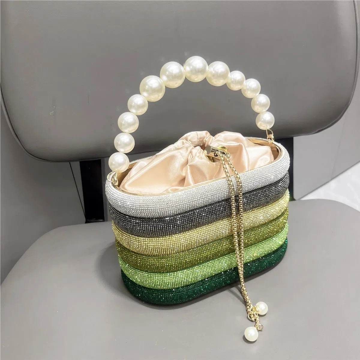 Bolso de mano de noche con diamantes de imitación, bolso de mano, bolso de hombro, bolso de mano de cristal brillante, bolso tipo cubo Para Boda Novia Banquete