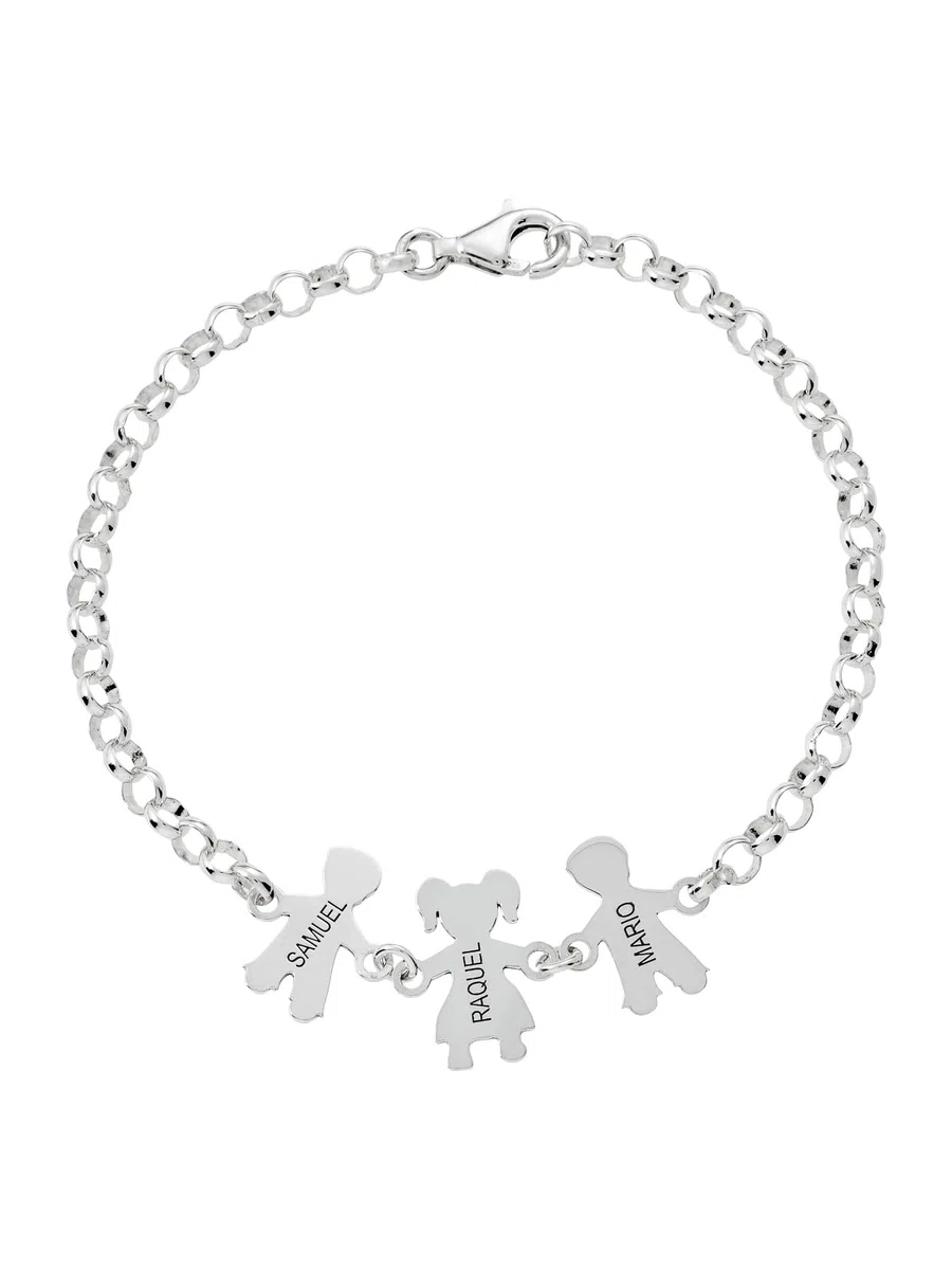 Pulsera Personalizada Mama Niños de Plata de Ley 925.Pulsera Ideal como Regalo para Madre o Abuela.Pulsera con Nombre personalizado de Hijos y Nietos.Graba de1 a 7 Nombres.Ajustable