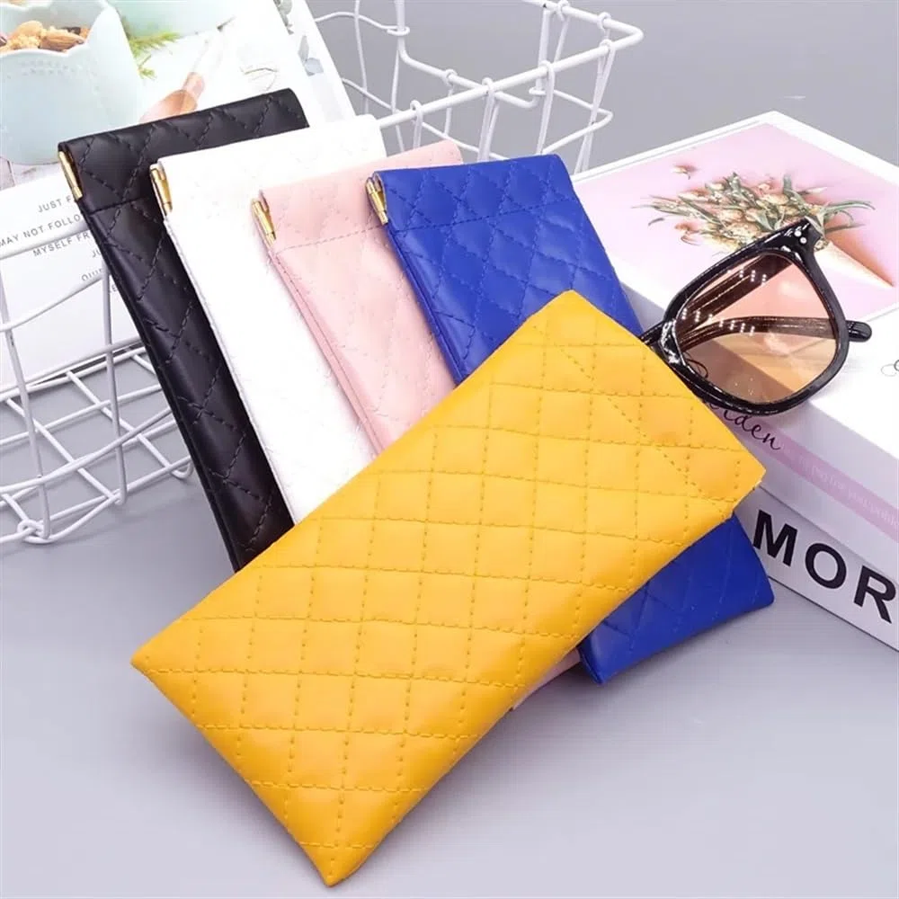 2/4/6 bolsas de piel sintética para gafas de sol, bolsa de almacenamiento de lápices labiales suaves portátiles de alta calidad impermeable (negro, 6 piezas), Negro, Talla única