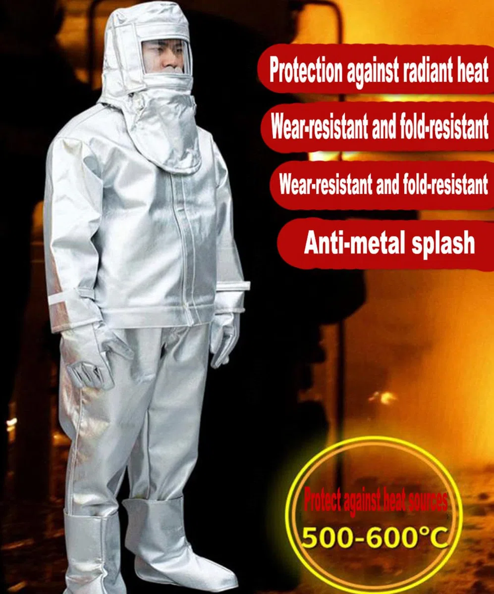 Traje Protección contra Incendios, Traje Resistente Calor Traje Ropa Ignífugo Papel Aluminio para Plantas Químicas Y contra Incendios
