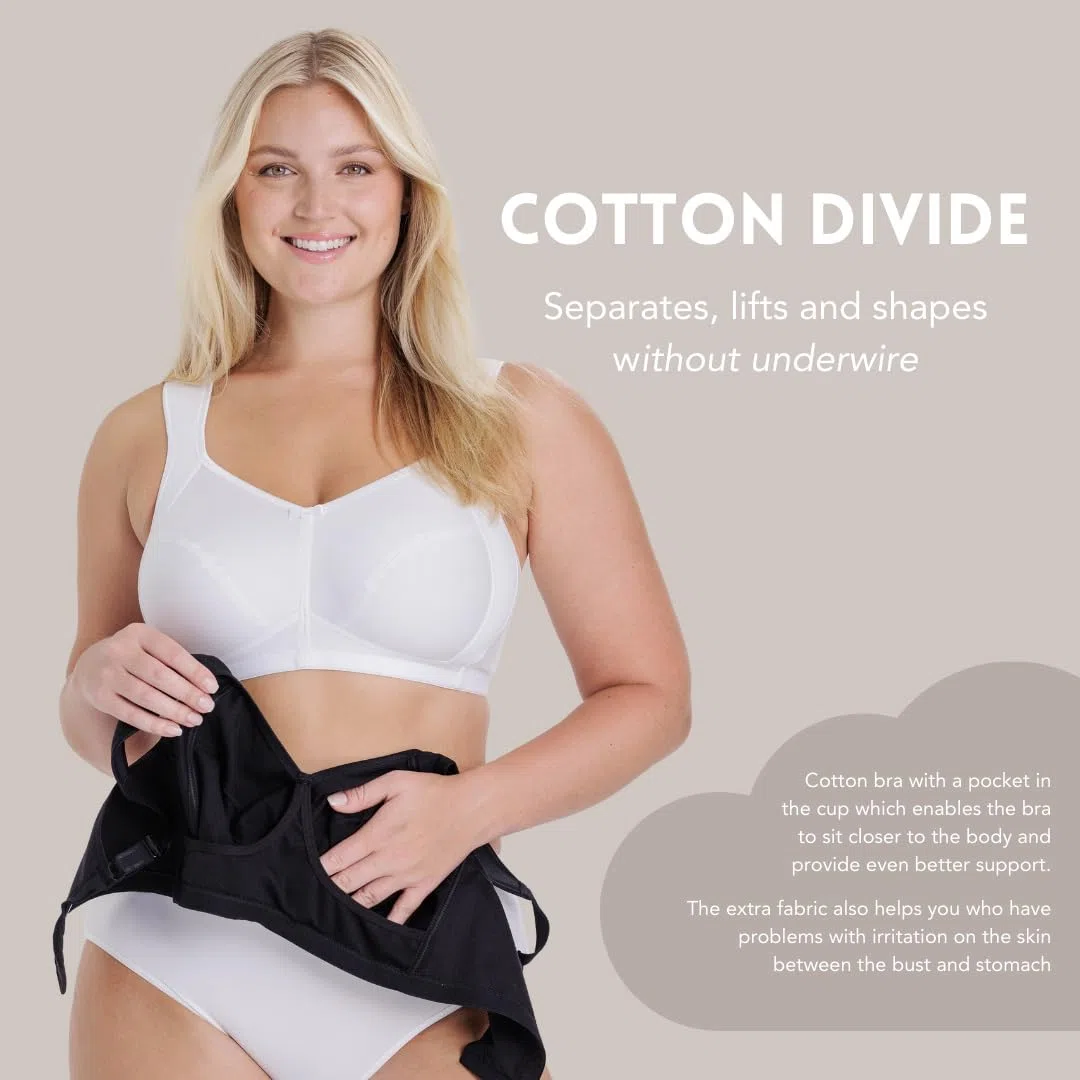 Miss Mary of Sweden Cotton Divide Sujetador sin Aros de algodón con Bolsillos para prótesis