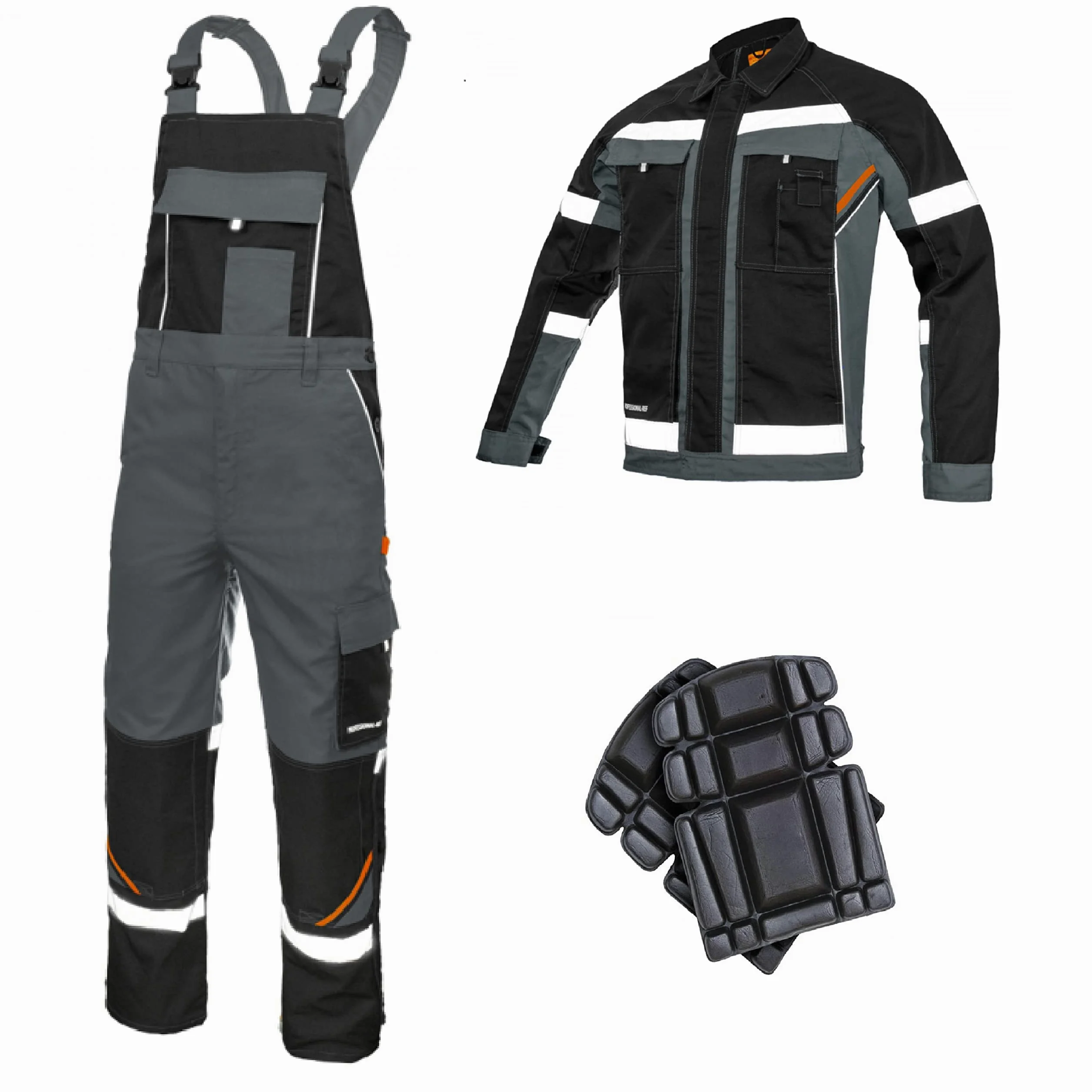 Babero y Brace Monos Dungaree Hombres Hi Vis Pantalones reflectantes Con Rodilleras Chaqueta Disponible Perfecto Para Trabajar Mecánico Pisos Trades