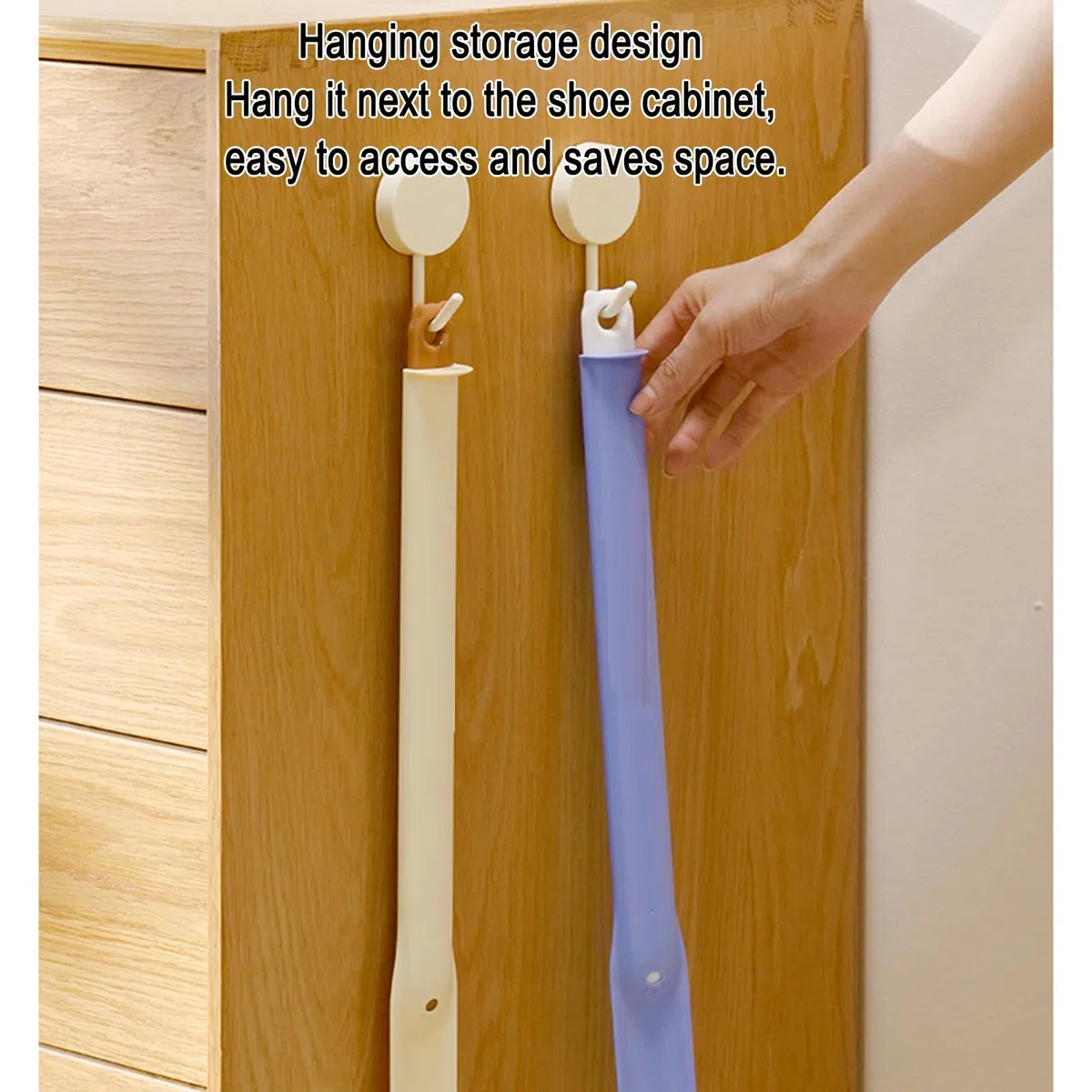 Calzador Extensible, de plástico, con Orificio para Colgar y Escala de medición de Doble tamaño, Apto para Todo Tipo de Personas.