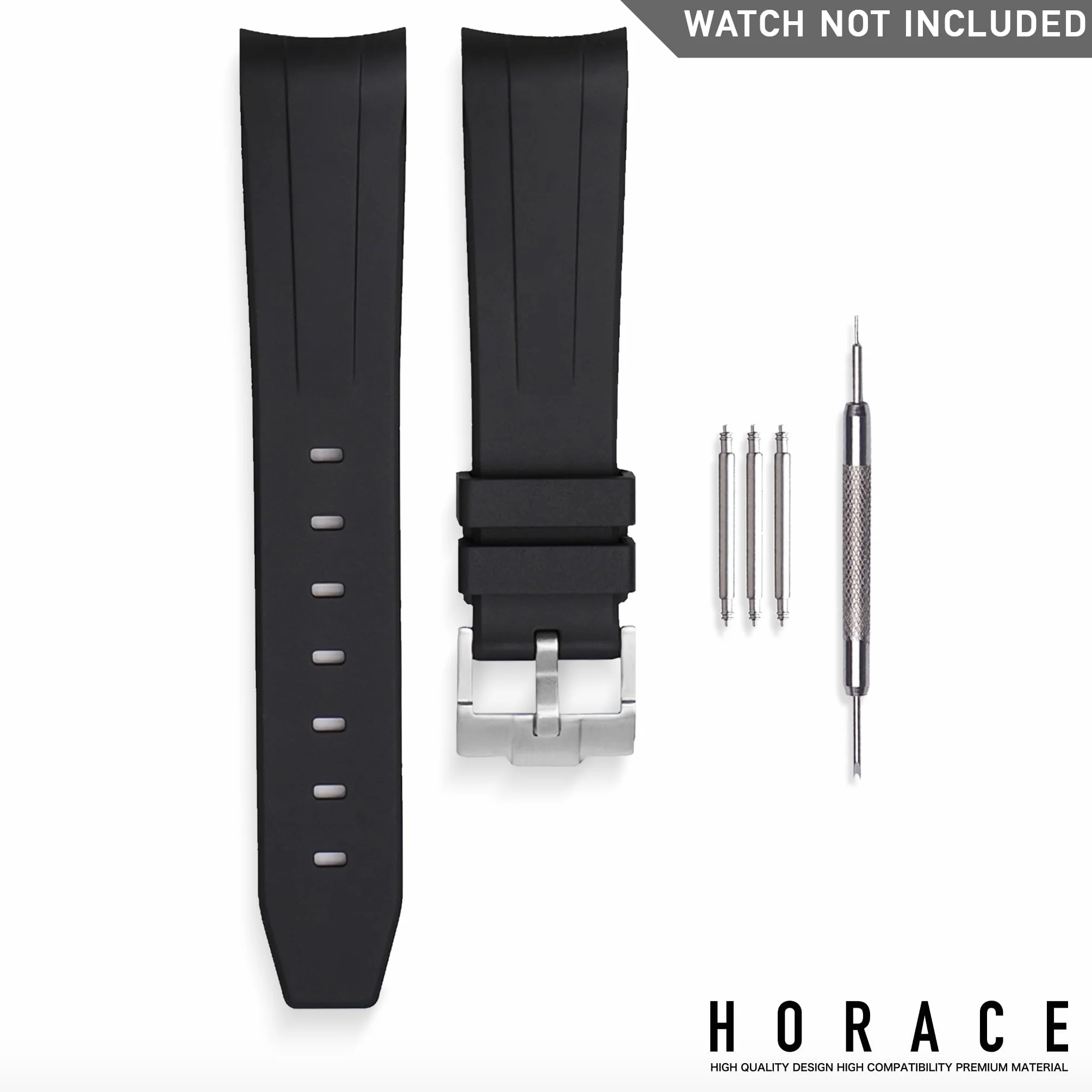HORACE Correa de Reloj 20 mm en Caucho FKM Premium – Flexible, Impermeable y Duradera – Compatible con Rolex GMT Master 40mm