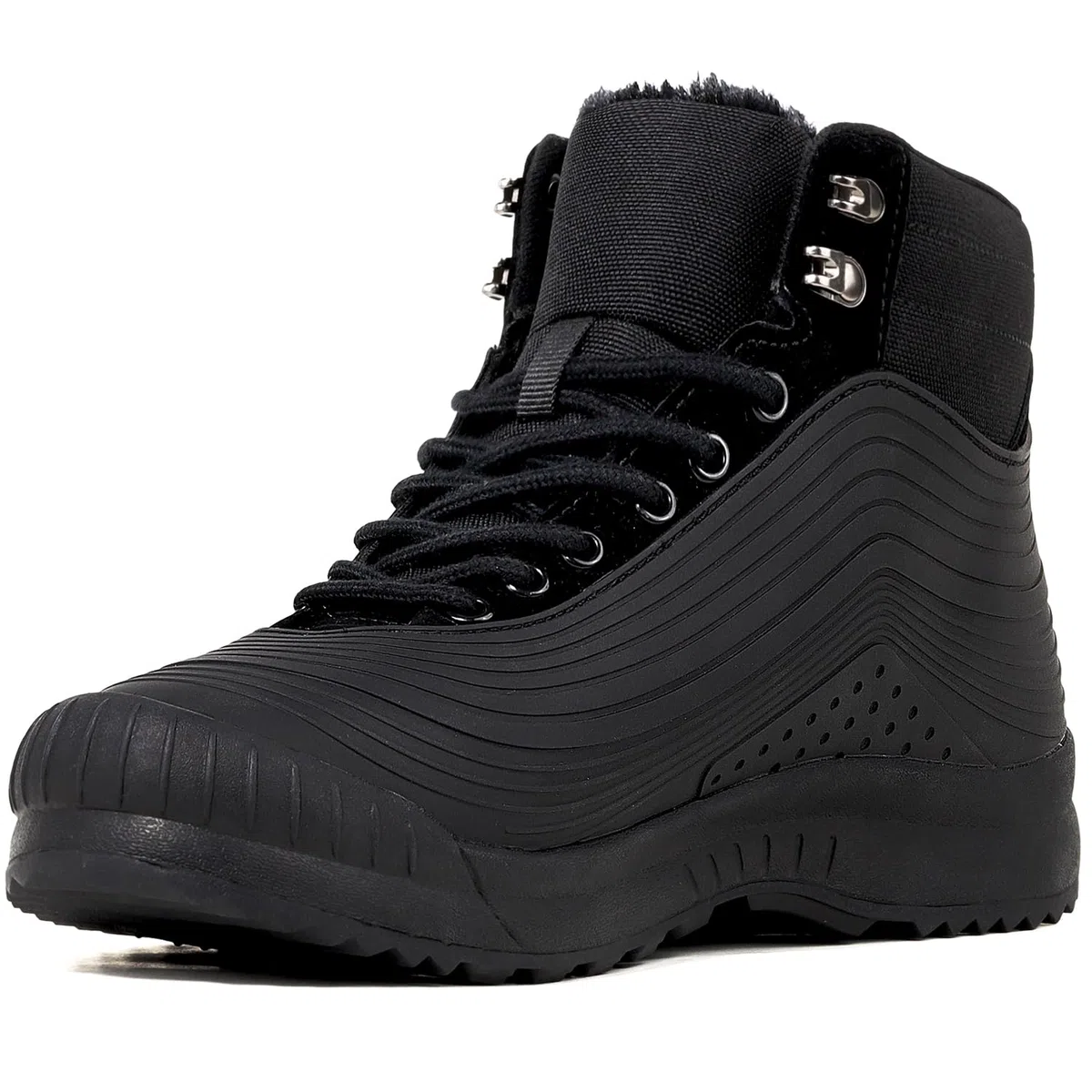 ulogu Botas de nieve para hombres y mujeres, botines aislados impermeables con forro de piel, antideslizantes, ligeros, zapatos de invierno, Negro -, 8 Women/6 Men