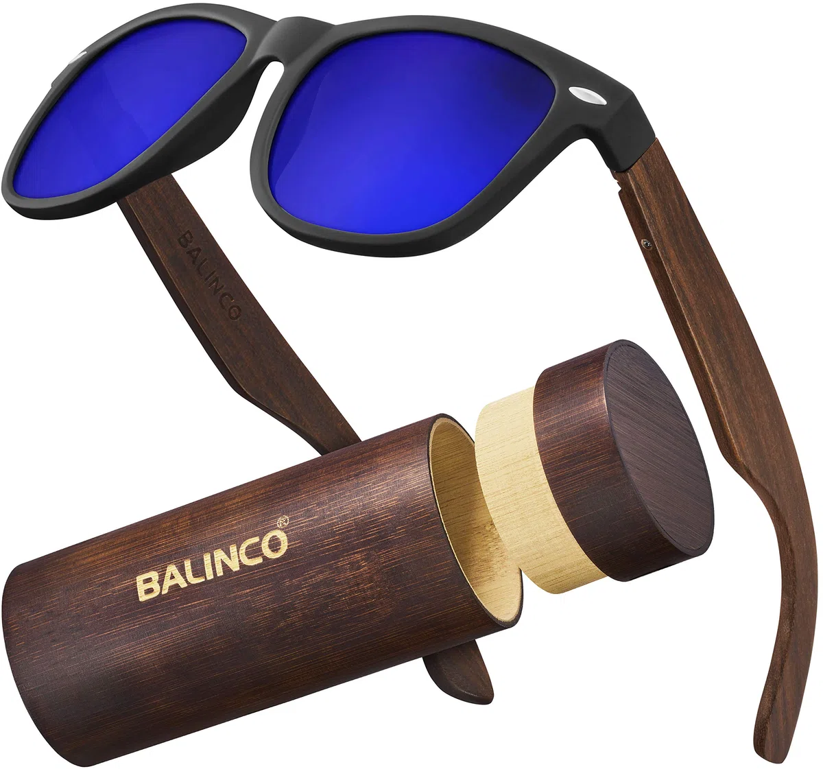 Balinco Set de gafas de sol de bambú mujer y hombre - con lentes TAC polarizadas para una visión intensa - sostenibles y duraderas - incl. un práctico estuche de regalo.