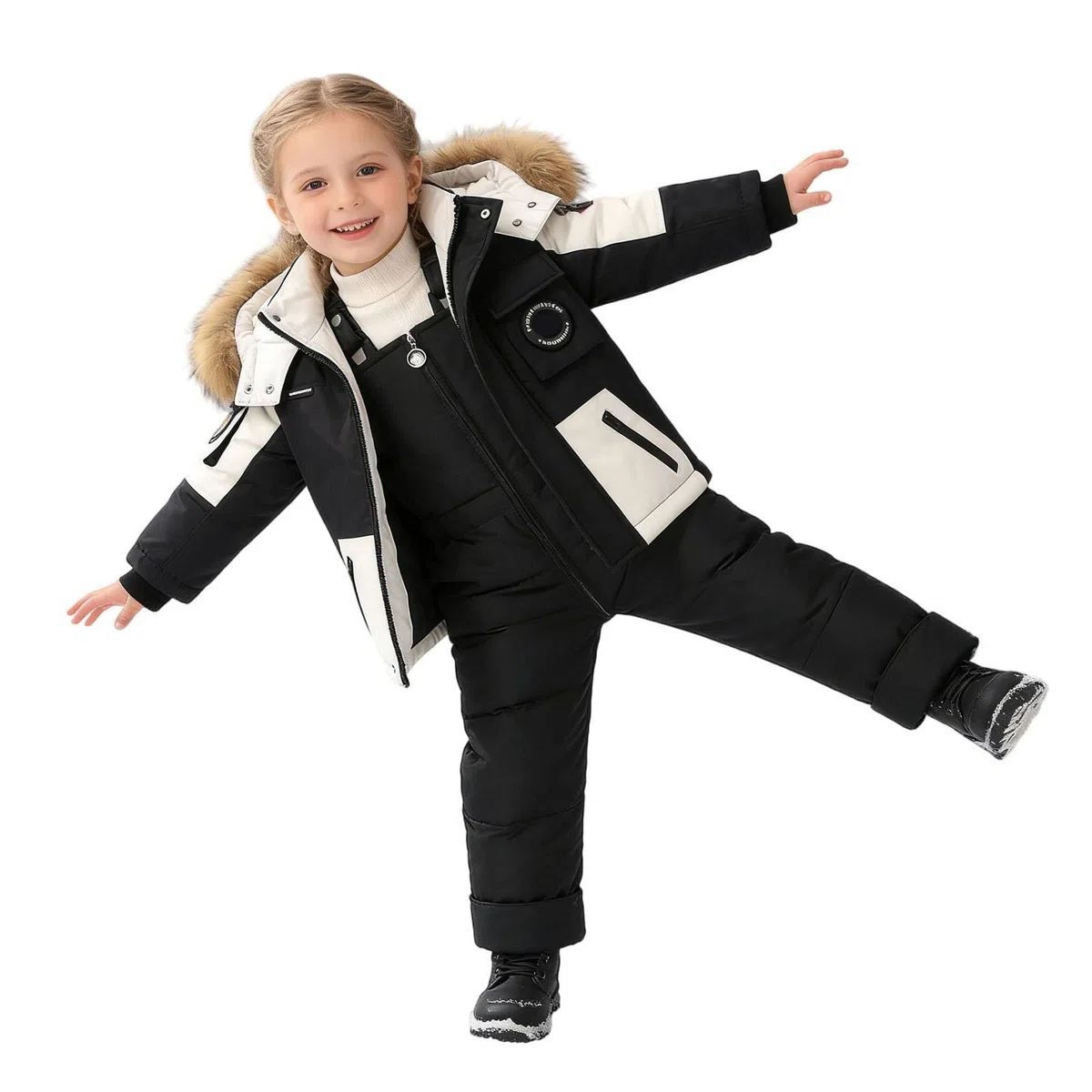 Genérico Mono De Nieve NiñO,Traje De Nieve De Invierno Aislante para NiñAs Mono De Esquí con Peto Y Chaqueta para Jugar Al Aire Libre En Climas FríOs