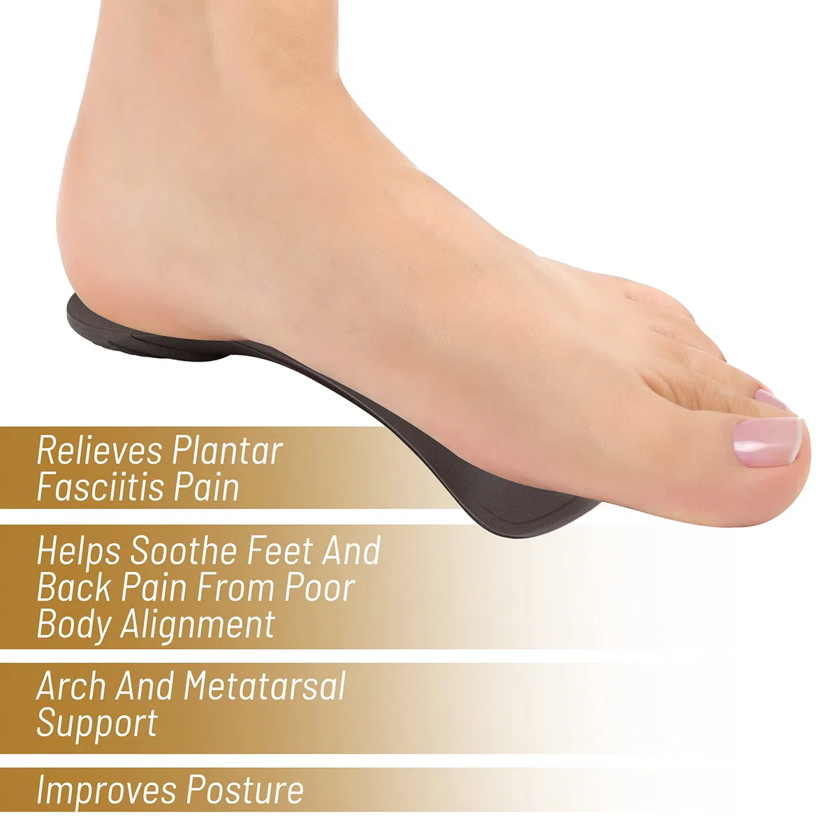 FootMatters 3/4 insertos ortopédicos delgados - para alivio del dolor de la fascitis plantar - Plantillas para mujeres y hombres con soporte de arco y copa de talón - L - US Men 11-13