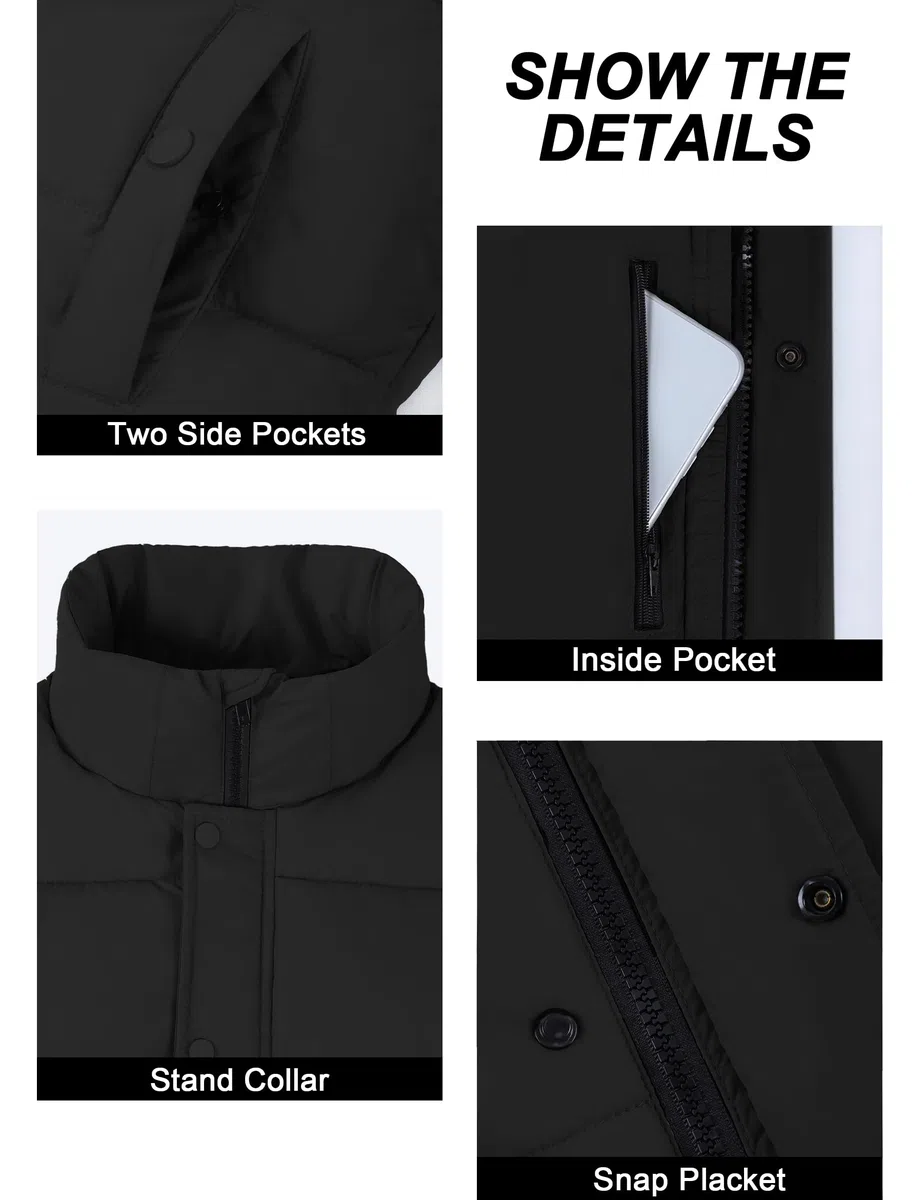 Fengbay Chaleco de equitación para mujer, chaleco sin mangas con cuello alto, ligero, acolchado, chaleco de plumón para otoño e invierno