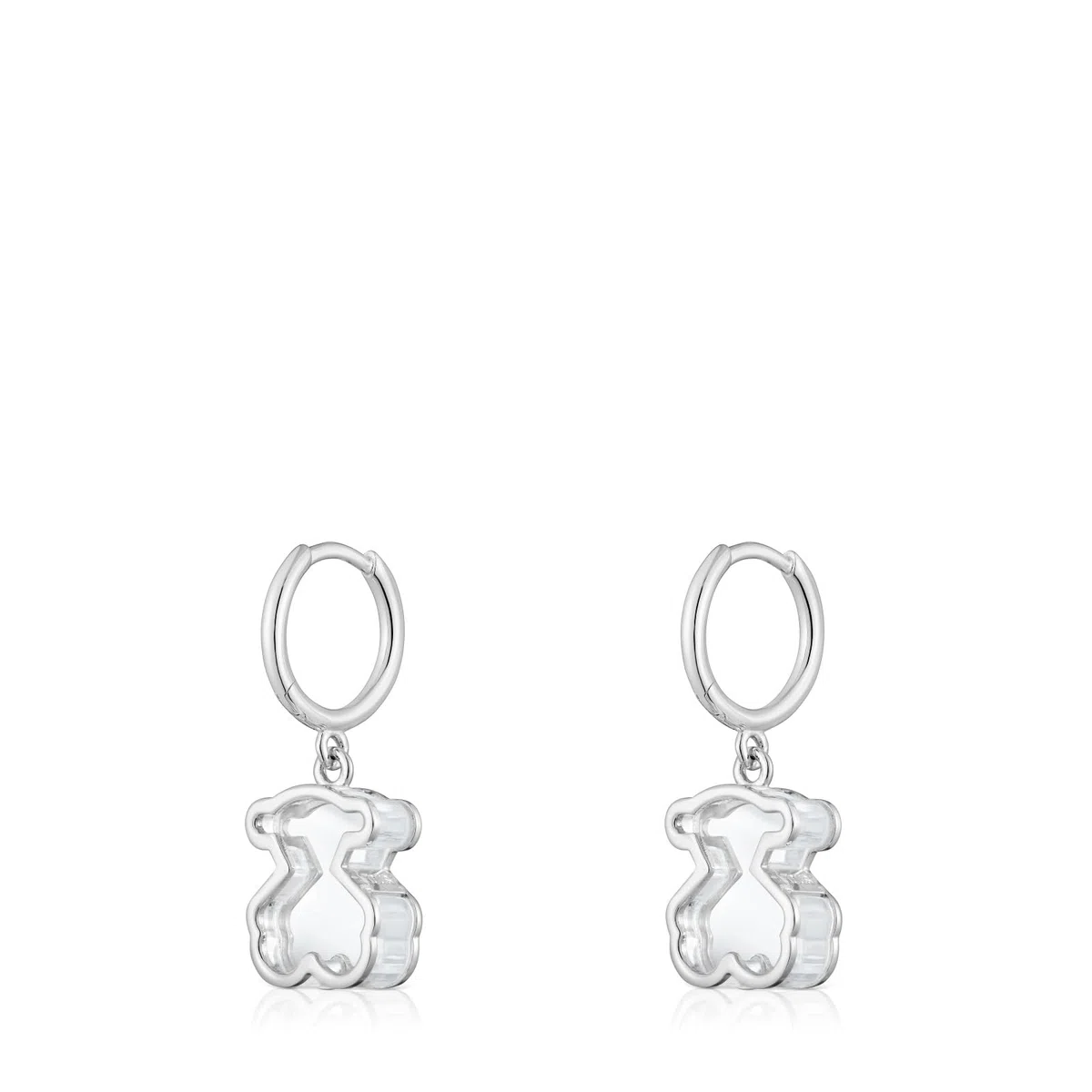 TOUS Pendientes de Aro para Mujer de Plata de Primera Ley y Metacrilato Blanco, Colección Galaxy