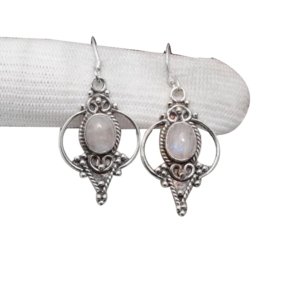 Pendientes colgantes de plata de ley 925 maciza para mujer, piedra lunar genuina, hechos a mano únicos, pendientes de regalo de piedra natal de junio para ella