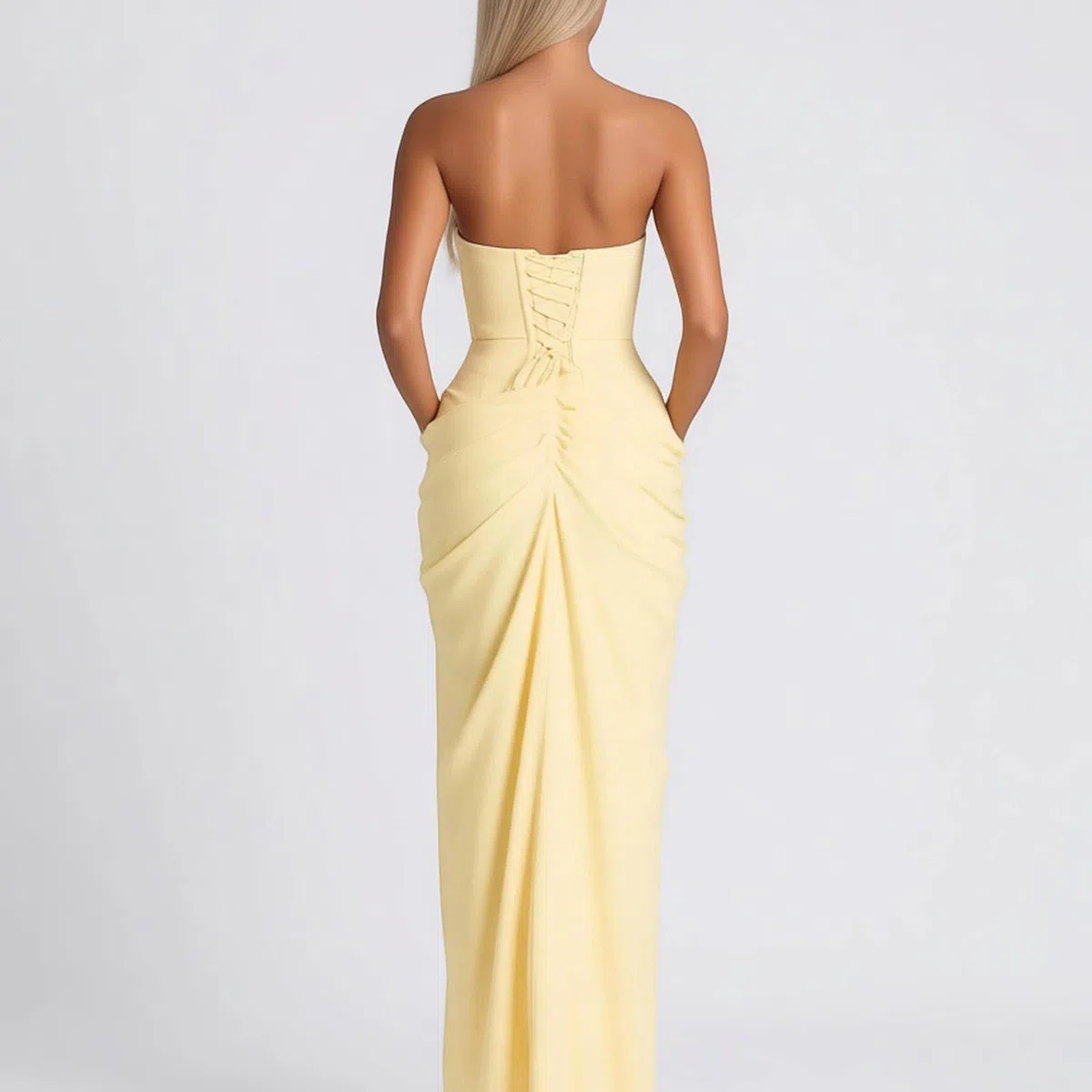 Elegante Vestido de Noche para Ocasiones con Diseño de Hombros y Espalda Descubiertos y Abertura Alta