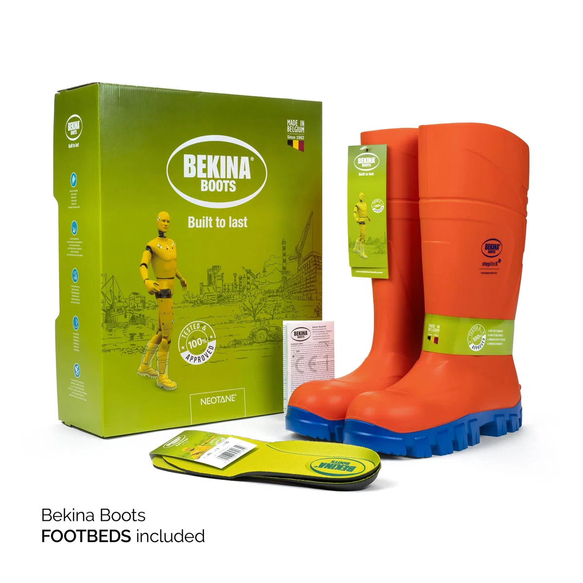 Bota de invierno con puntera y suela de seguridad sin metal, ligera y robusta para pescadores, balleneros y pescadores, resistente al frío hasta -40 grados, suela antideslizante, Naranja, EU 43