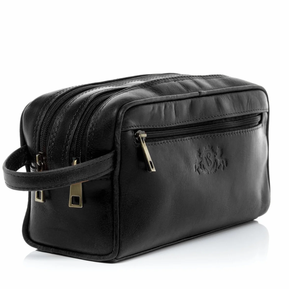 SID & VAIN Neceser Hombre Grande Cuero I Neceseres de Viaje I Bolsa de Aseo Bristol Negro Hecho a Mano
