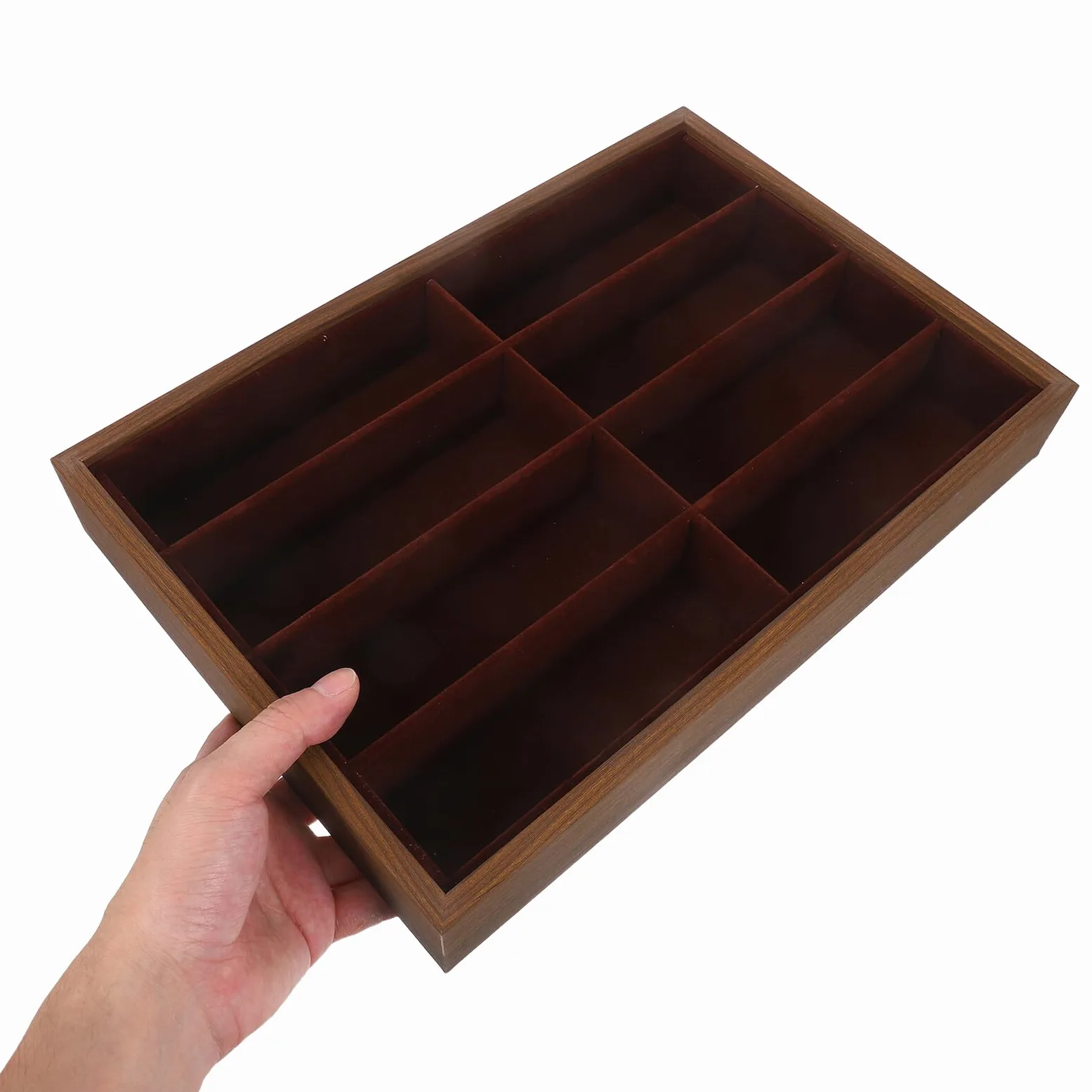 Healeved Bandeja Porta Gafas de Sol y Compartimentos Espaciosos Base Antideslizante de Madera 8 Ranuras para Organizar y Proteger Tus Gafas Elegancia