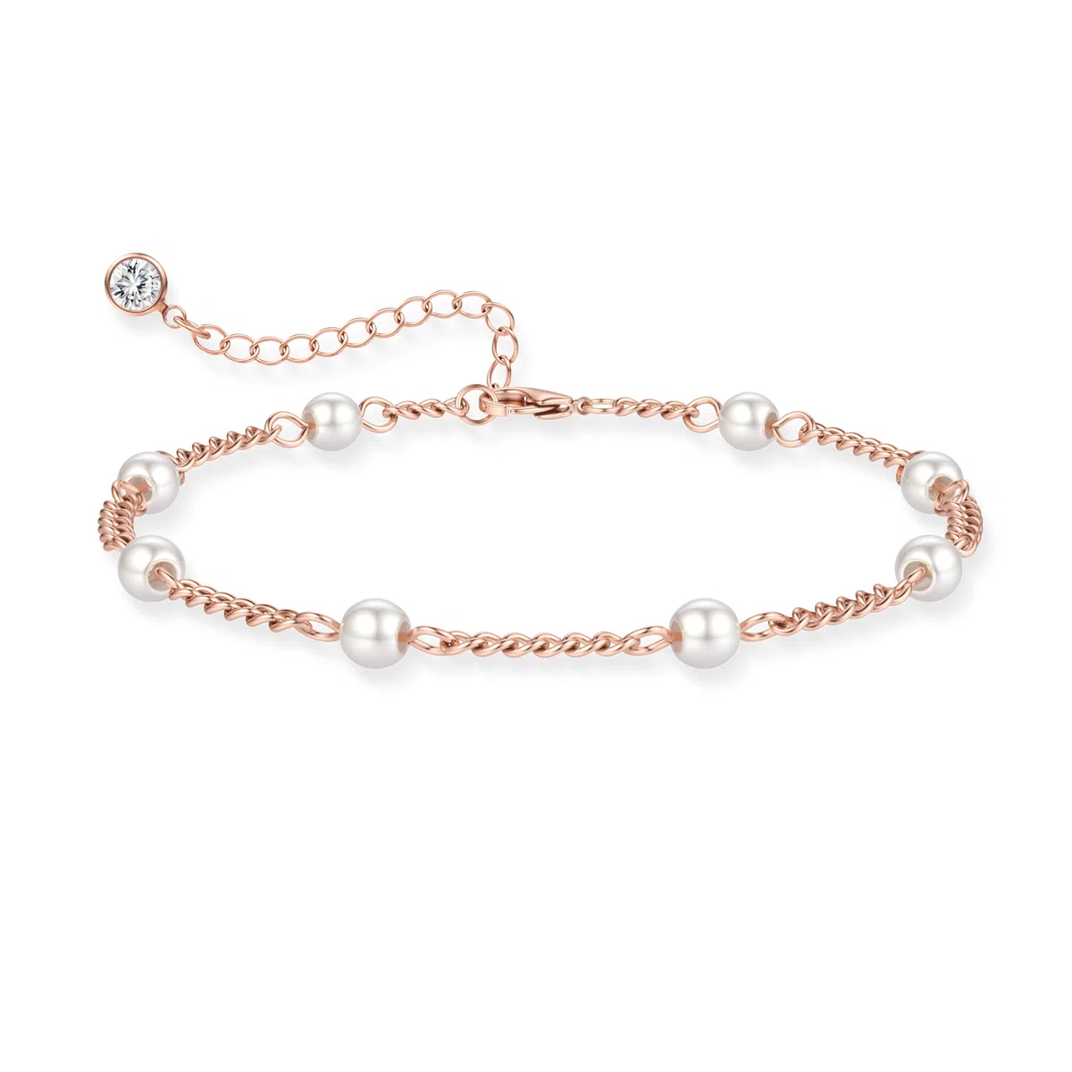 HHRFCS Pulseras de Perlas de Agua Dulce para Mujer Pulsera de Perlas Hecha a Mano Ajustable Cadena de Mano Chapado en Oro de 18 Quilates/Oro Rosa/Oro Blanco Elegantes Joyas con Cuentas Regalos para