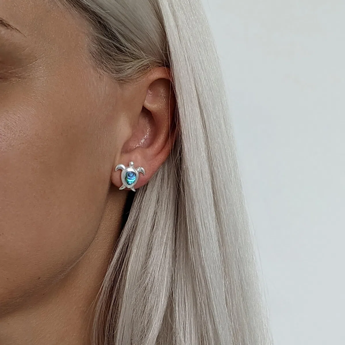 81stgeneration Pendientes Tortuga Plata de Ley | Pendientes Concha Abulón Fiesta Orejas | Aretes de Plata 925 Estilo Playa para Mujer | Joyas Vida Marina | Regalos Piedras Preciosas Adolescentes