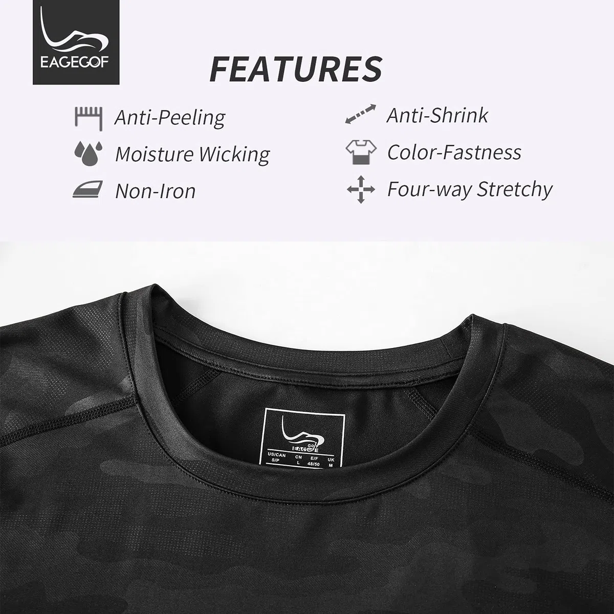 EAGEGOF Camisas de Hombre de Manga Corta Golf Polo T T-Shirt Tech Performance de Ajuste estándar Respirable