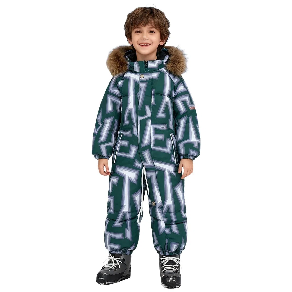 Traje de nieve para niños y jóvenes, forro polar, traje de esquí térmico, mono de esquí resistente, chaqueta de plumón impermeable, resistente al viento, traje de invierno con capucha extraíble, mono