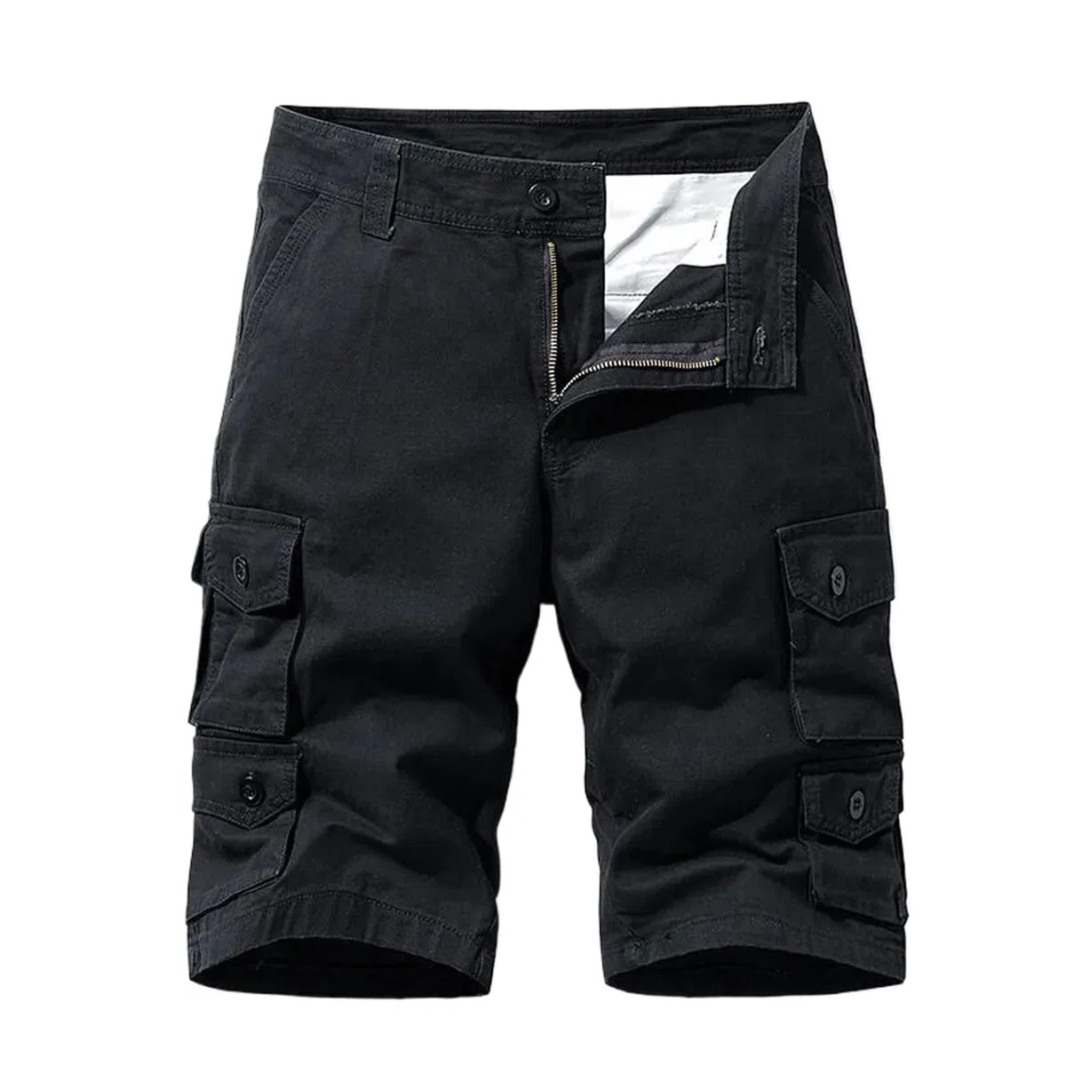 Bermudas de algodón para hombre, con cremallera, holgadas y de verano