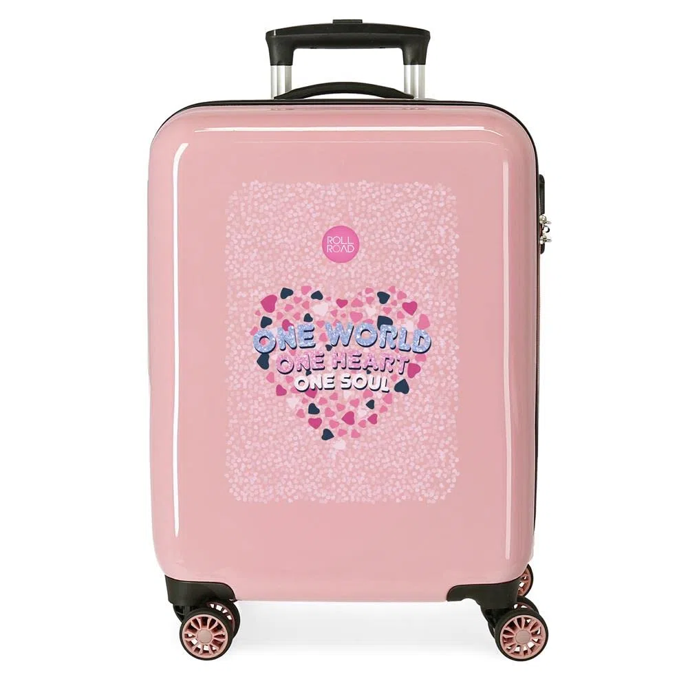Roll Road One World Maleta de cabina Rosa 38x55x20 cms Rígida ABS Cierre de combinación lateral 34L 2 kgs 4 Ruedas dobles Equipaje de Mano