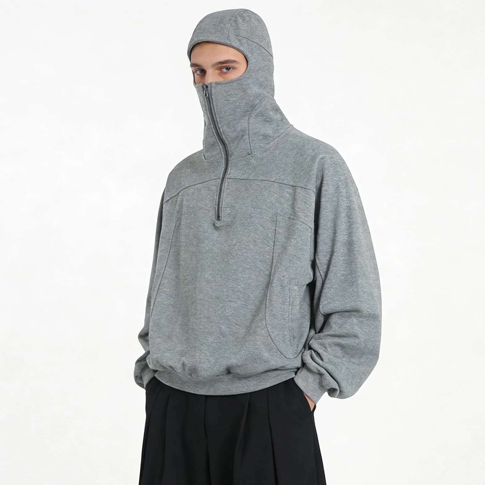 Sudadera para Hombre con Capucha Y Pasamontañas Sudaderas con Capucha Invierno Chaqueta Cálida Pasamontañas Chaqueta De Manga Larga Abrigo De Entretiempo
