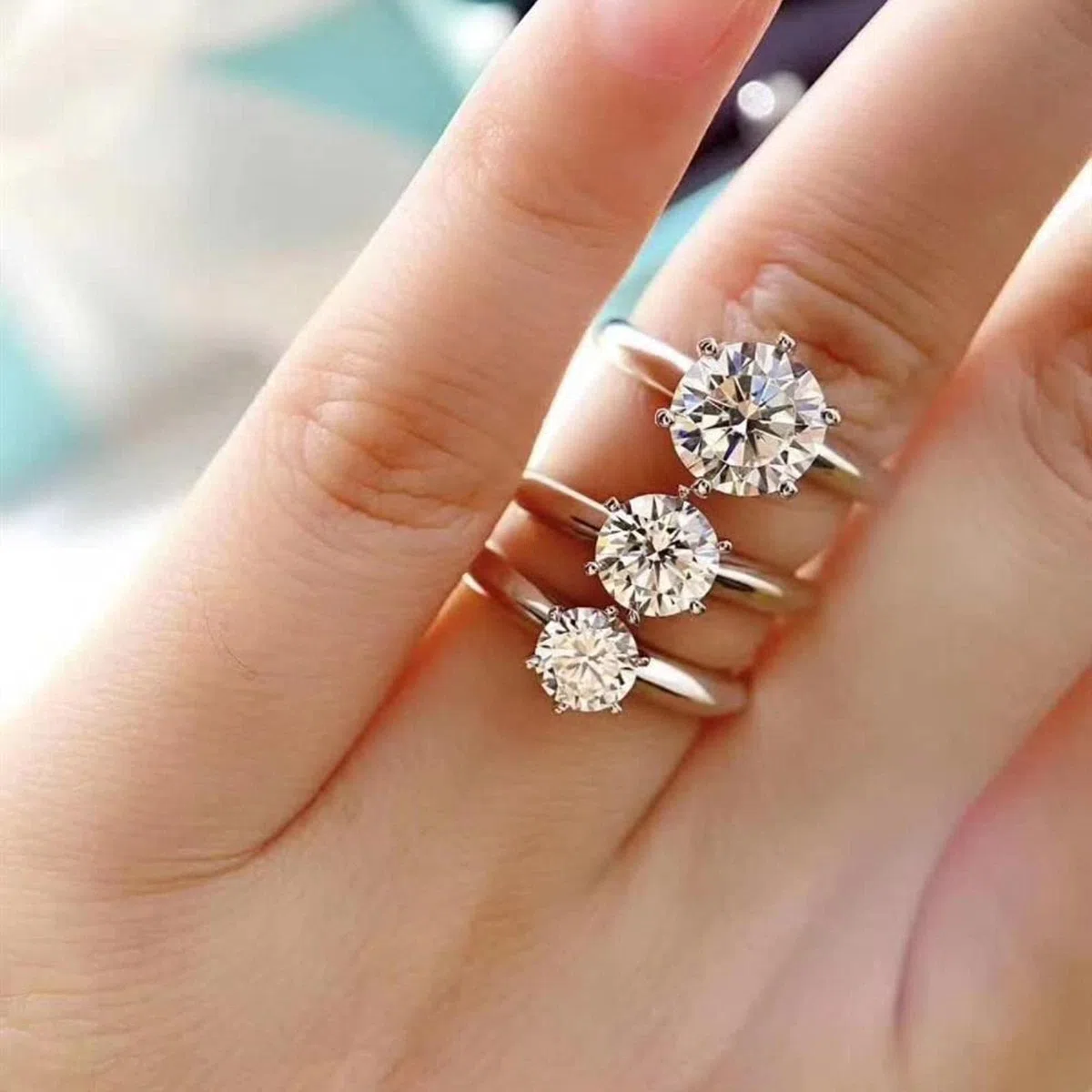 Anillos de compromiso de moissanita de color D de 0,5 ct-3 ct para mujer anillo de plata real ajustable joyería fina chapada en oro blanco de 18 quilates