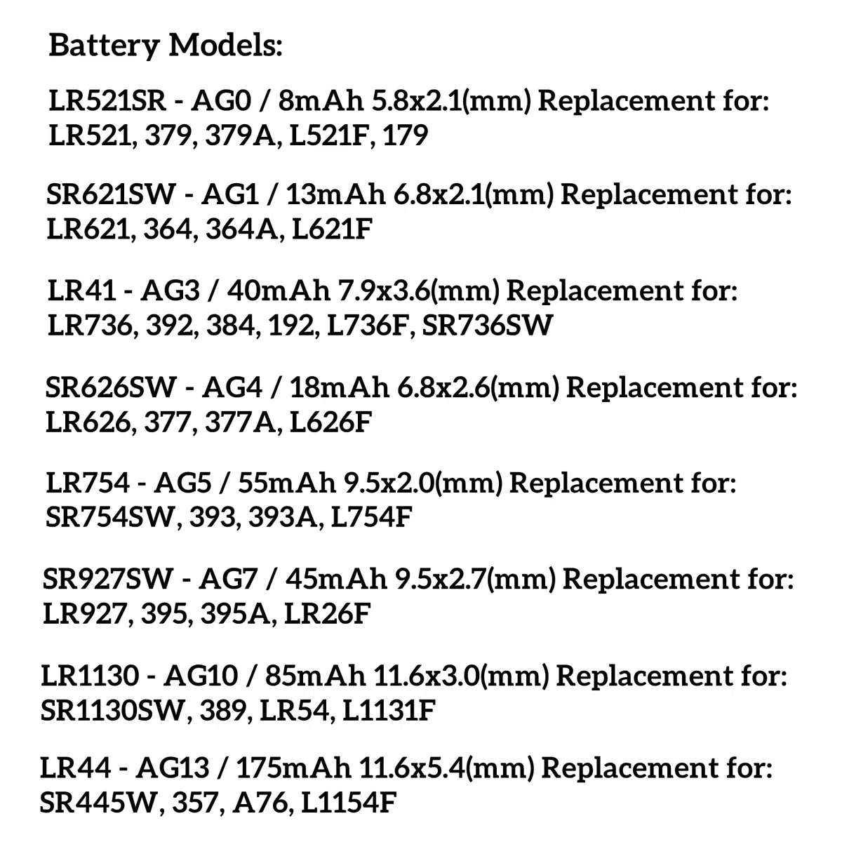 80 baterías de reloj – AG0, AG1, AG3, AG4, AG5, AG7, AG10, AG13, 1.5 V alcalinas LR41 LR44 pilas de botón variadas