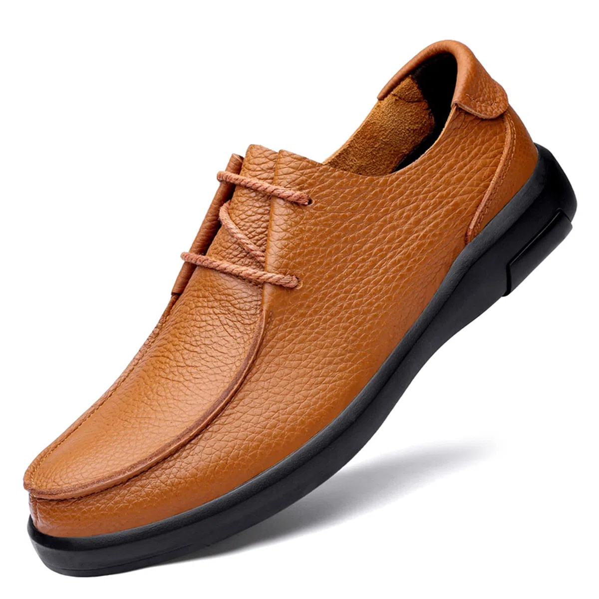 Zapatos de vestir para hombre, mocasines de piel auténtica, cómodos, informales, de negocios, zapatos planos, Brown, 39 1/3 EU