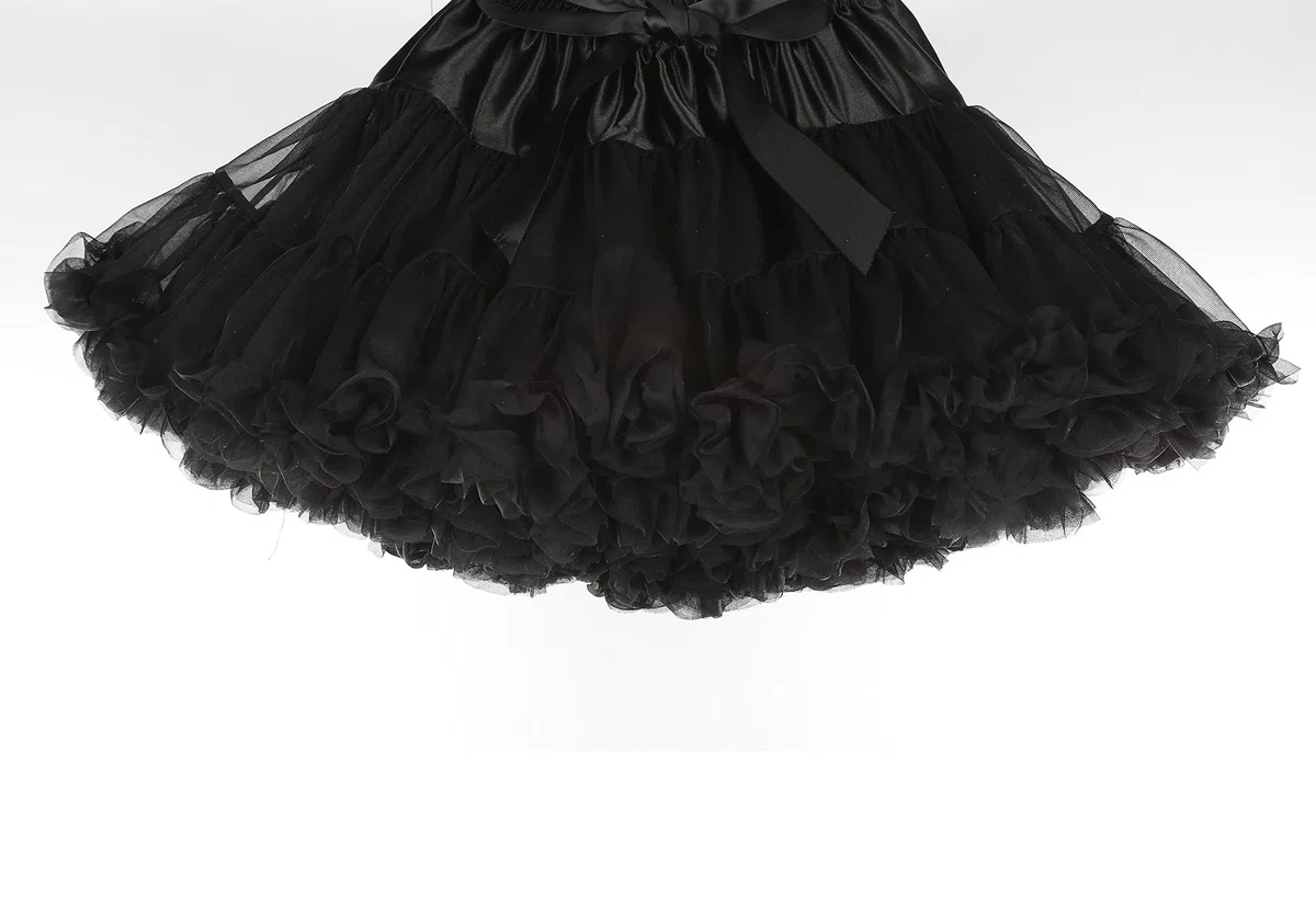 Falda de tutú para niña, falda de ballet mullida, Negro, Large