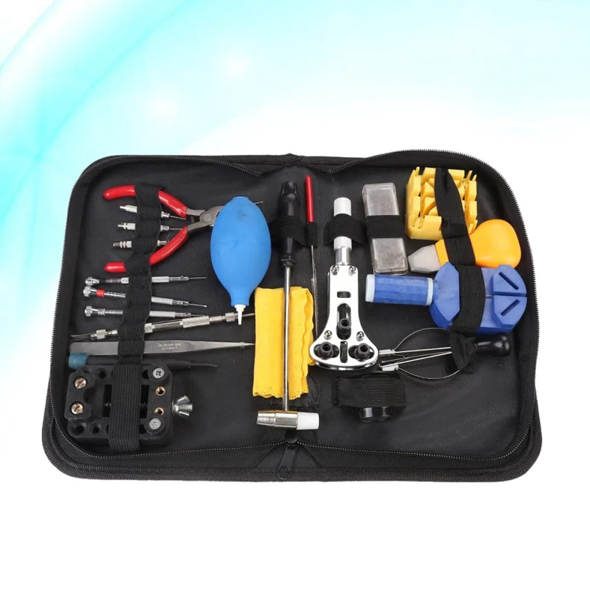 Kit de Reparación de Relojes 22 Piezas Metal Negro Profesional
