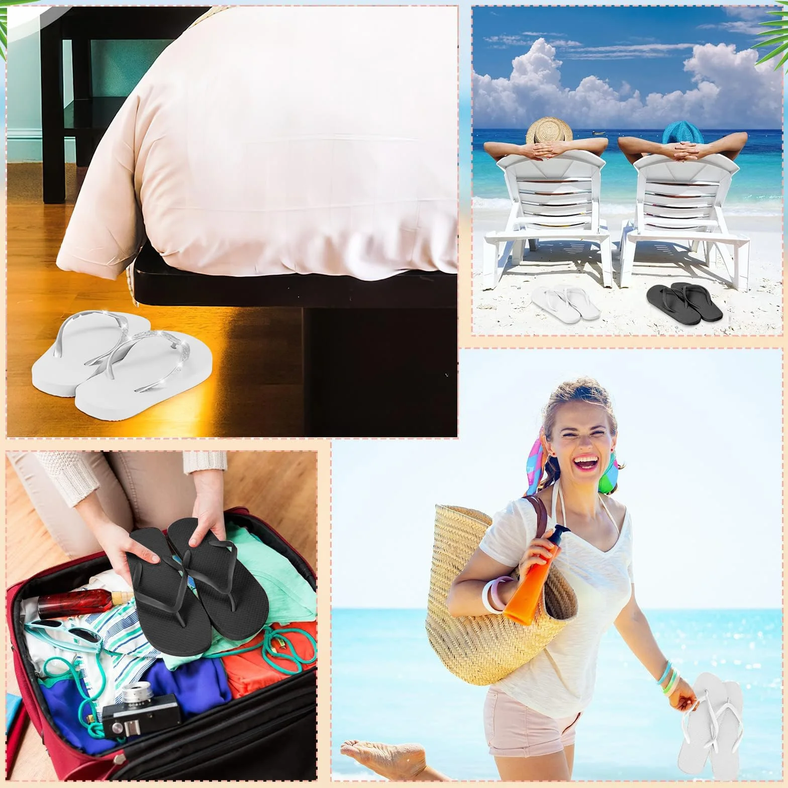 LYCN 24 pares de chanclas para invitados de boda, pantuflas de hotel, spa, zapatillas de estar por casa con 4 tamaños, regalos de fiesta de boda, chanclas con tarjetas de tallas y bolsas de cordón
