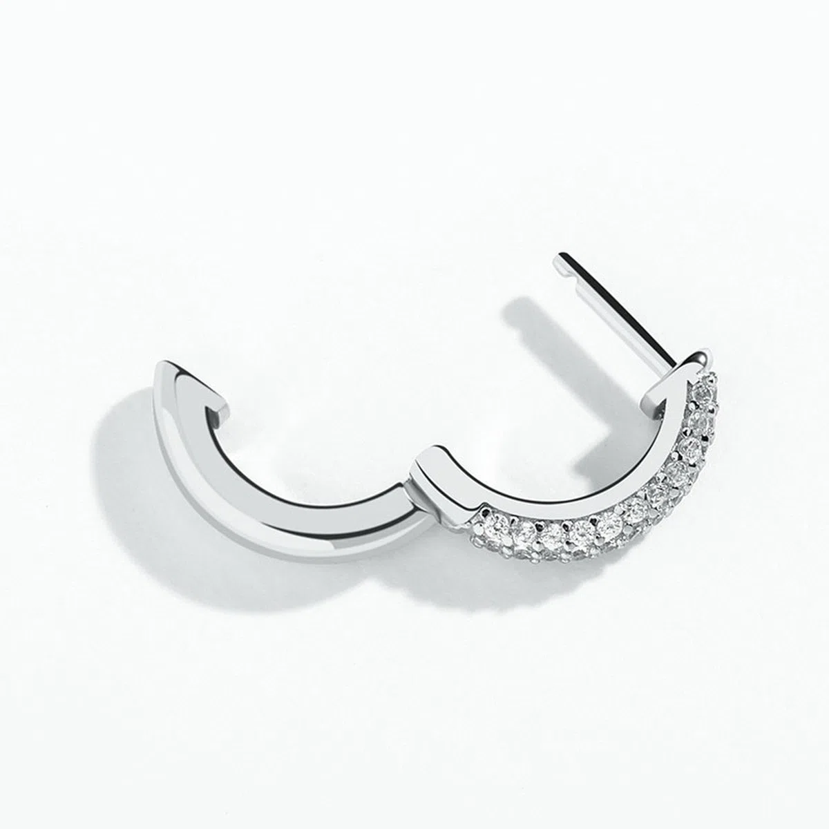 HMJGDHX Pendientes de aro de Plata de Ley con circonita Redonda Estilo Hip Hop, diseño Bling, círculo con bisagras para Regalos Unisex para Uso Diario