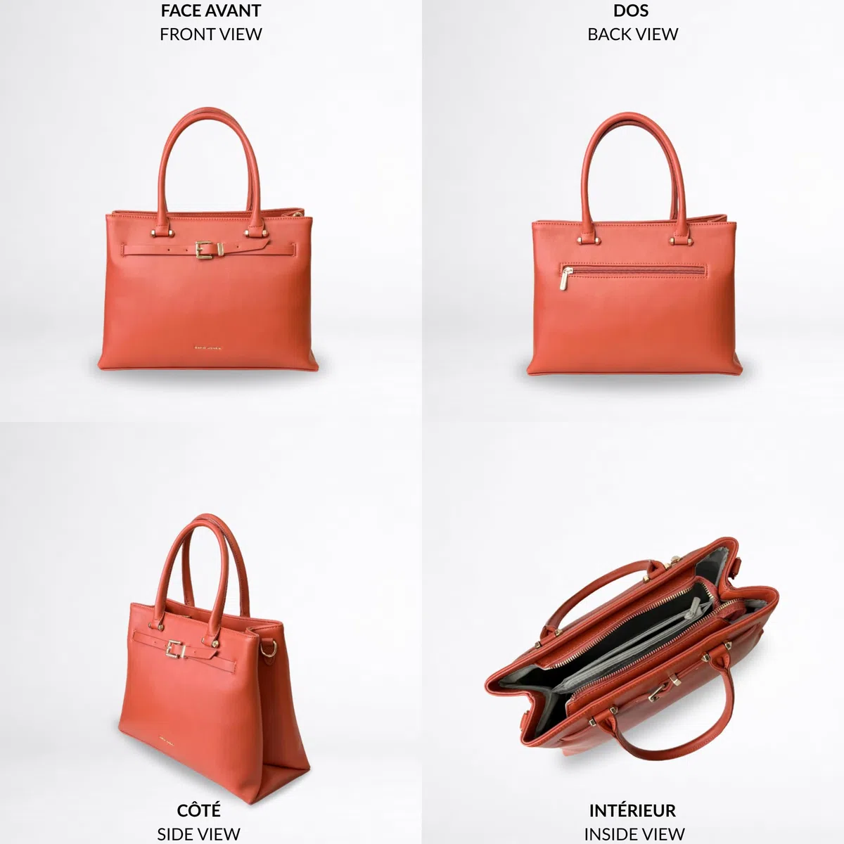 David Jones - Bolso de mano para mujer de gran formato, doble compartimento, piel sintética lisa, bandolera extraíble, bolsillos con cremallera