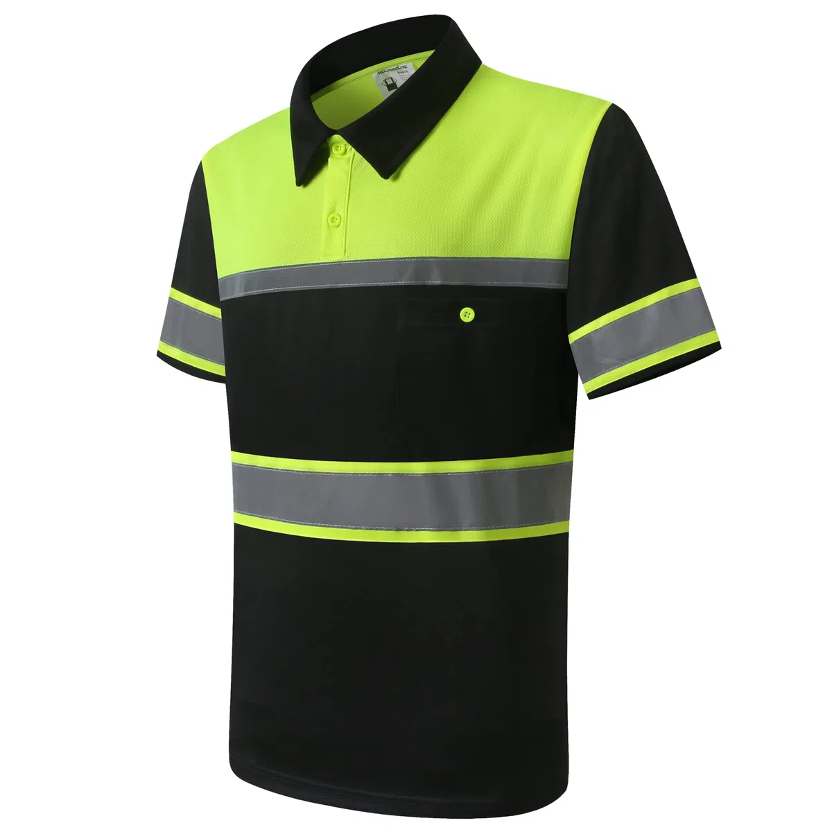 Camisas de seguridad para hombre, polos de alto reflejo con bolsillo, manga corta, ropa de trabajo transpirable