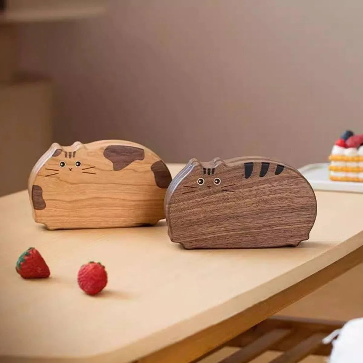 rockible Joyero de Madera Gato Caja Estuche Alhajas Organizador Anillos Collares Estuche Pulseras Interior Forrado en Terciopelo Que Protege Adecuado para, Nogal Negro