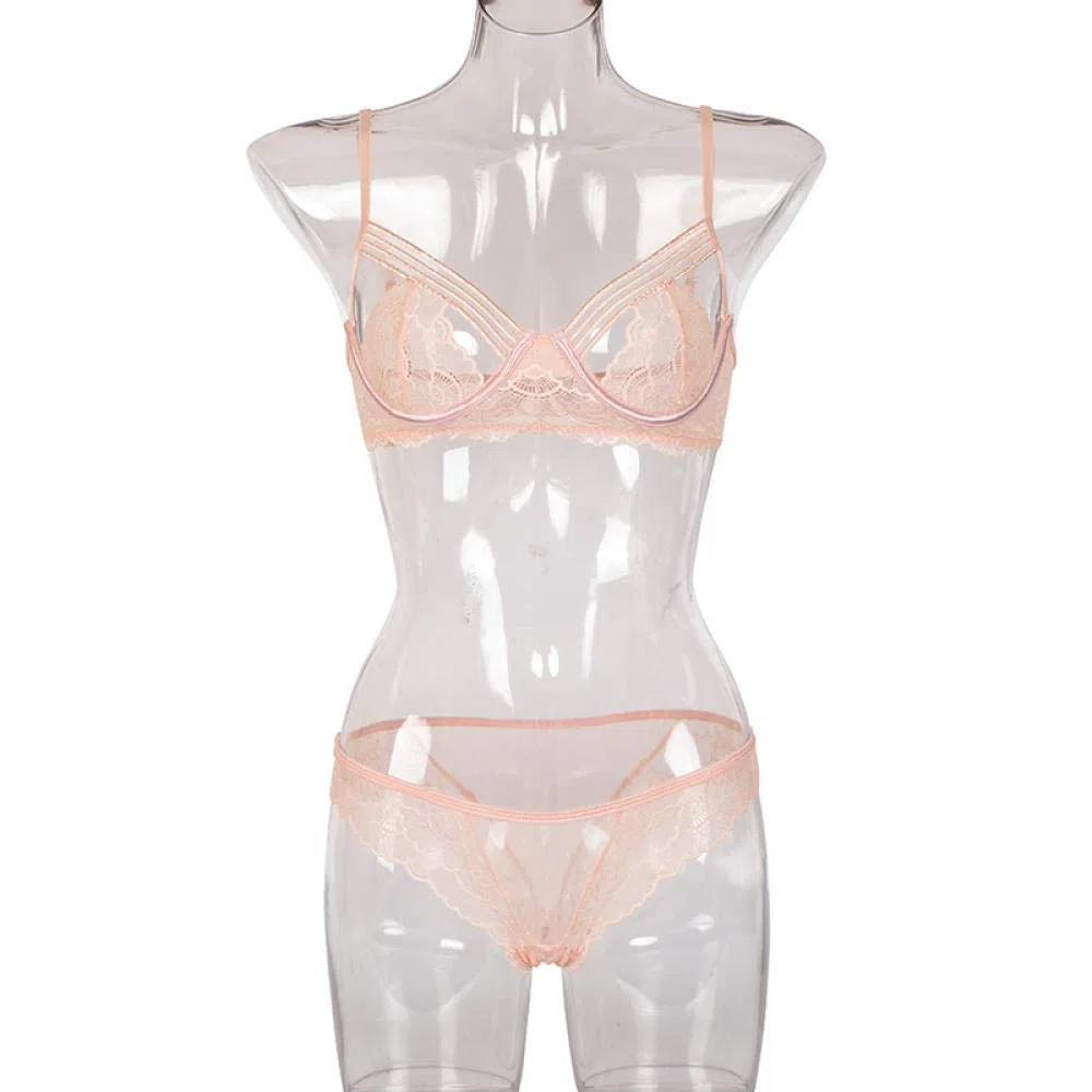 Conjuntos de Ropa de Dormir y Bata para Mujer, Ropa Interior de Encaje Fino, Uniforme con Aire Acondicionado, Traje para Mujer (Rosa Mediano)