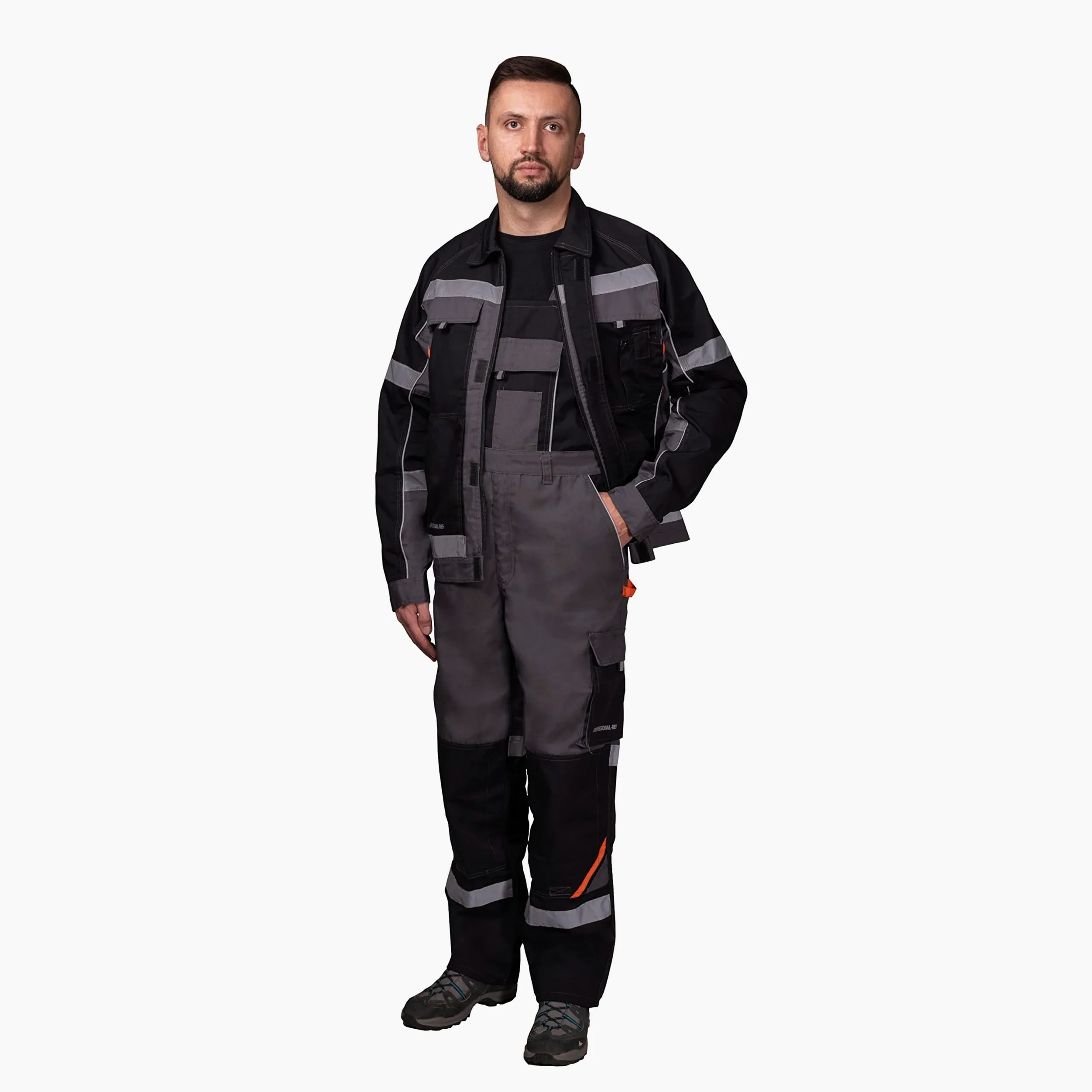 Babero y Brace Monos Dungaree Hombres Hi Vis Pantalones reflectantes Con Rodilleras Chaqueta Disponible Perfecto Para Trabajar Mecánico Pisos Trades