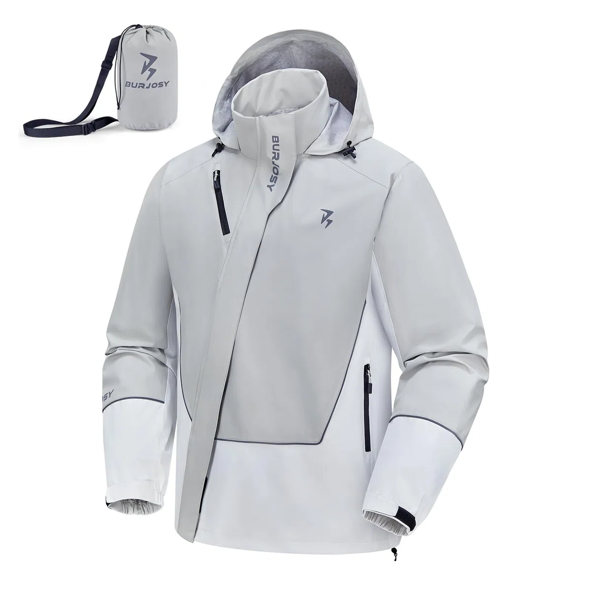 Chubasquero Hombre Impermeable y Transpirable Chaqueta de Lluvia con Bolsillo Trasero Ligera Plegable para Ciclismo Senderismo y Pesca