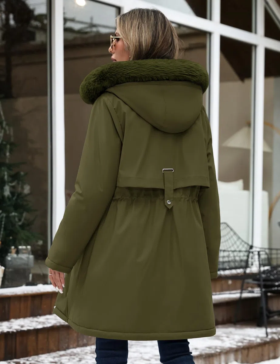 Abrigo Mujer Invierno Chaqueta Largo Parka Gruesa Cálido Chaqueta Polar con Capucha Elegante Abrigos Plumifero Prueba de Viento Chaquetas para Uso Diario y al Aire Libre