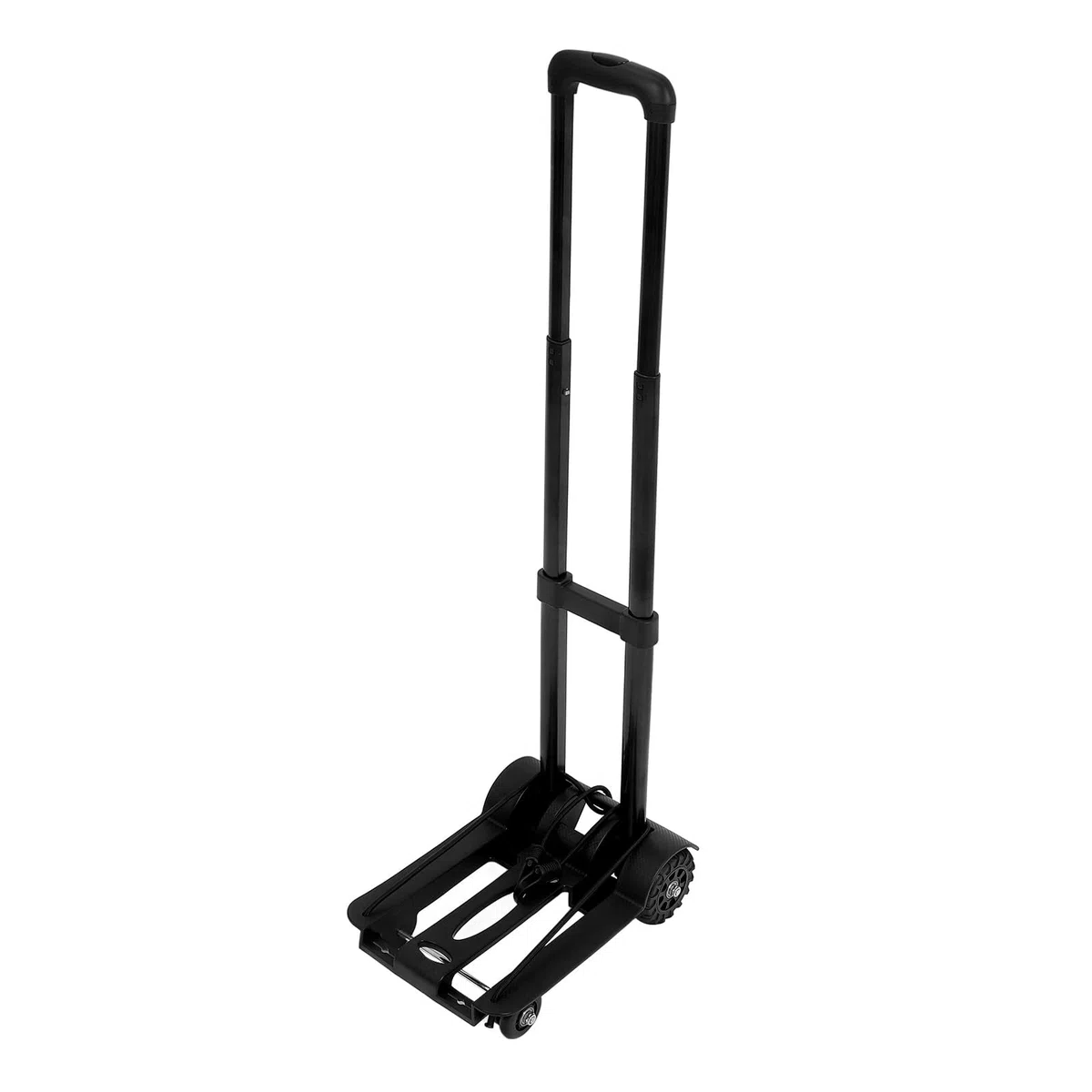 Carrito en Color Negro de Aleación de Plegable Portátil Diseño Engrosado, Ruedas Silenciosas y Barra de Tracción para y Viajes