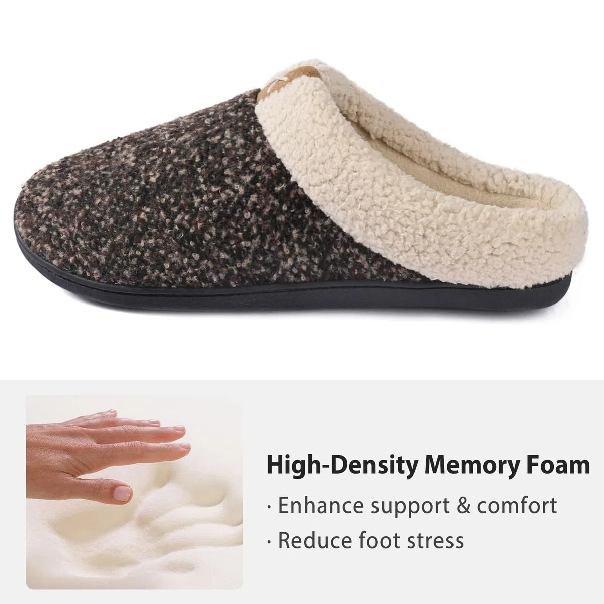 ULTRAIDEAS Zapatillas de Casa para Hombres de Espuma Viscoelástica con Forro de Felpa, sin Cordones, con Suela de Goma Antideslizante para Interiores y Exteriores